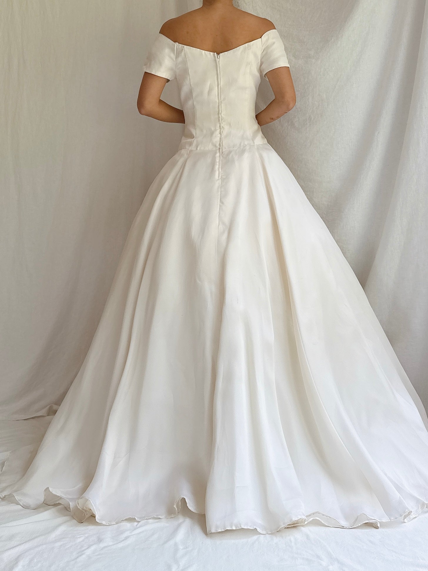 Vintage Silk Organza Boatneck Gown - S/6