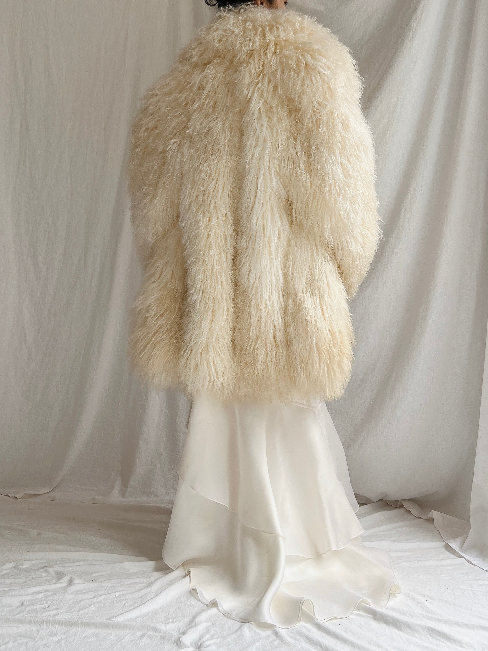 1970s Ivory Sheared Mongolian Lamb Coat - M/L