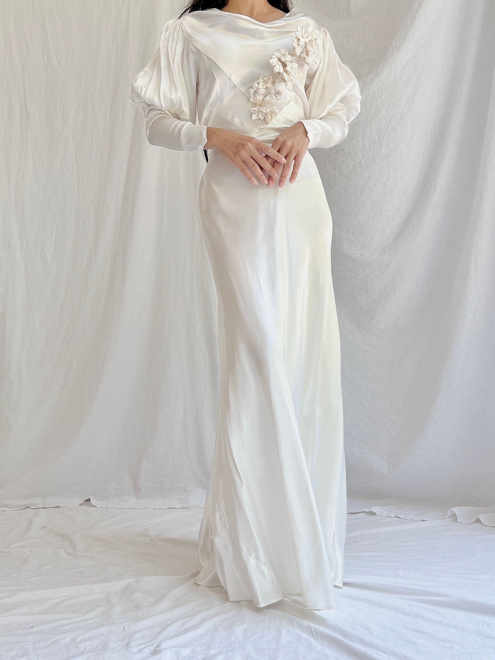 1930s Candelight Satin Gown - S