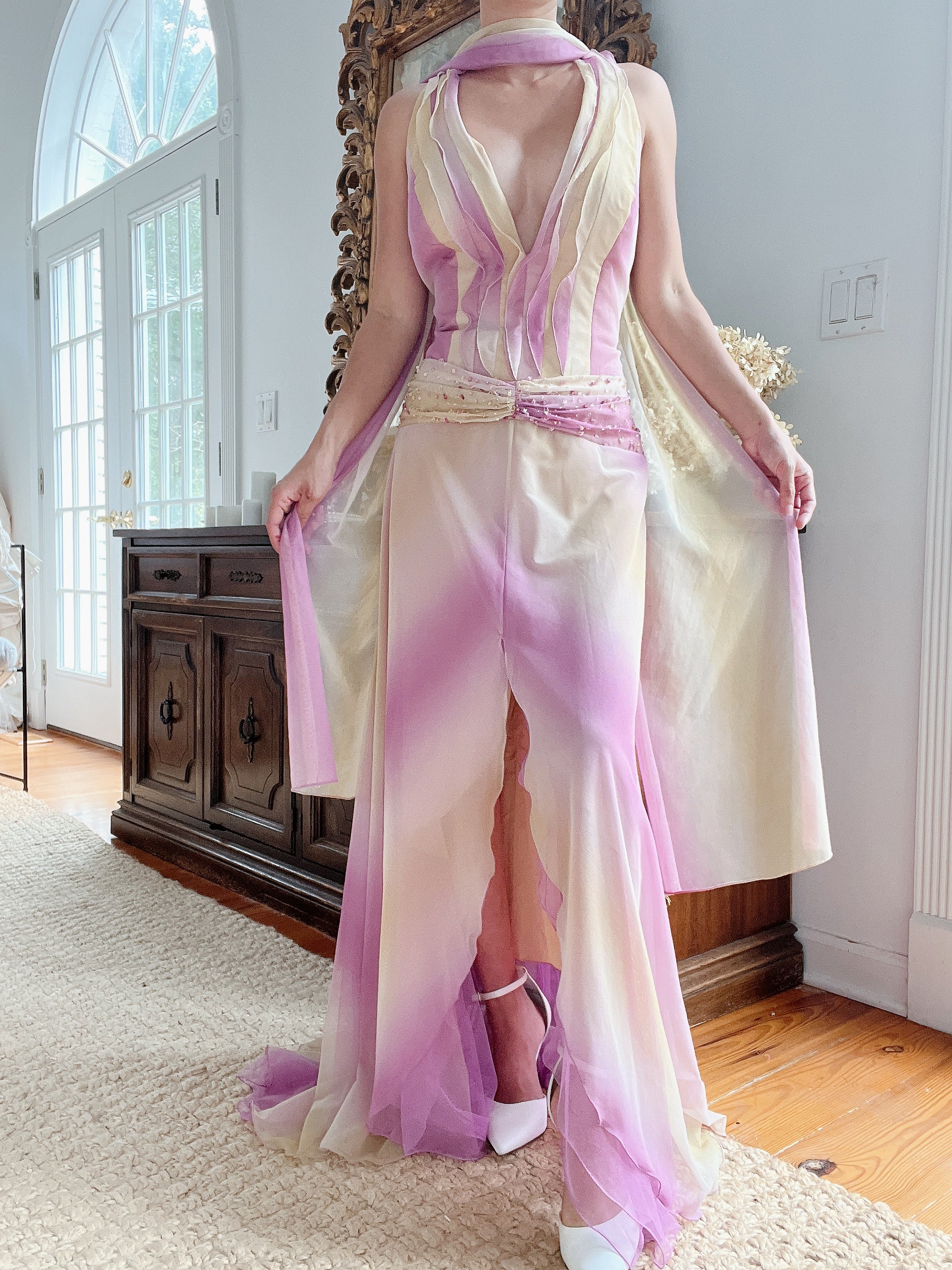 Yellow and Lilac Ombré Gown - M