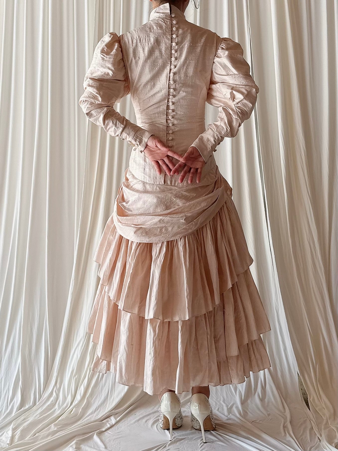 Vintage David Fielden Raw Silk Seashell Dress - M
