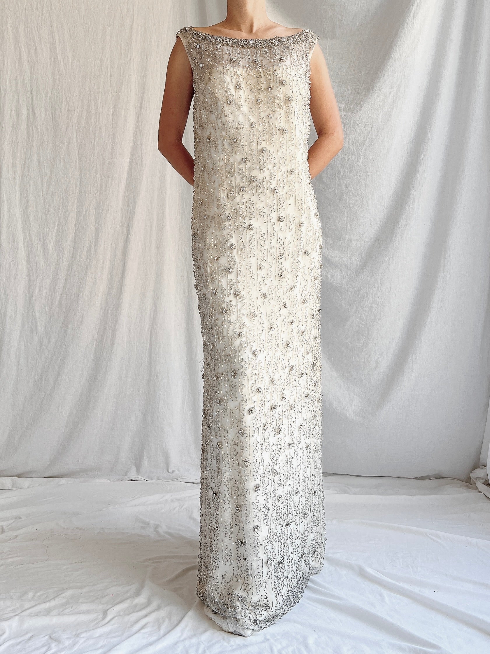 1960s Tulle Beaded Gown - M