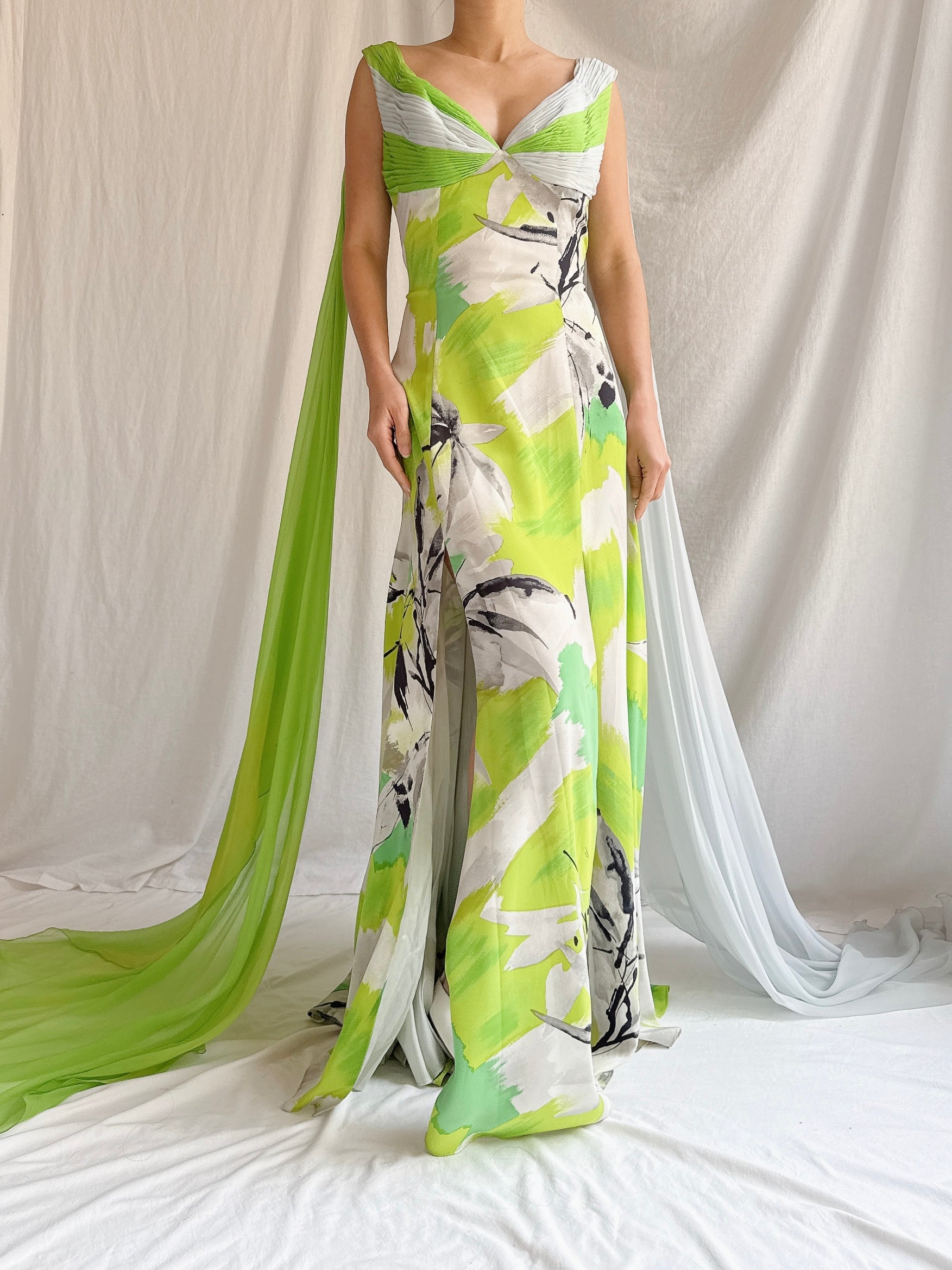 Vintage Thierry Huet Silk Abstract Gown - S