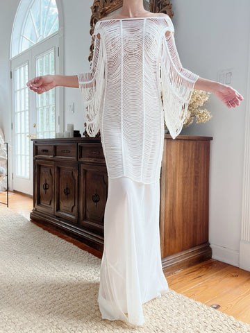 Ivory Shredded Sheer Tunic and Slip