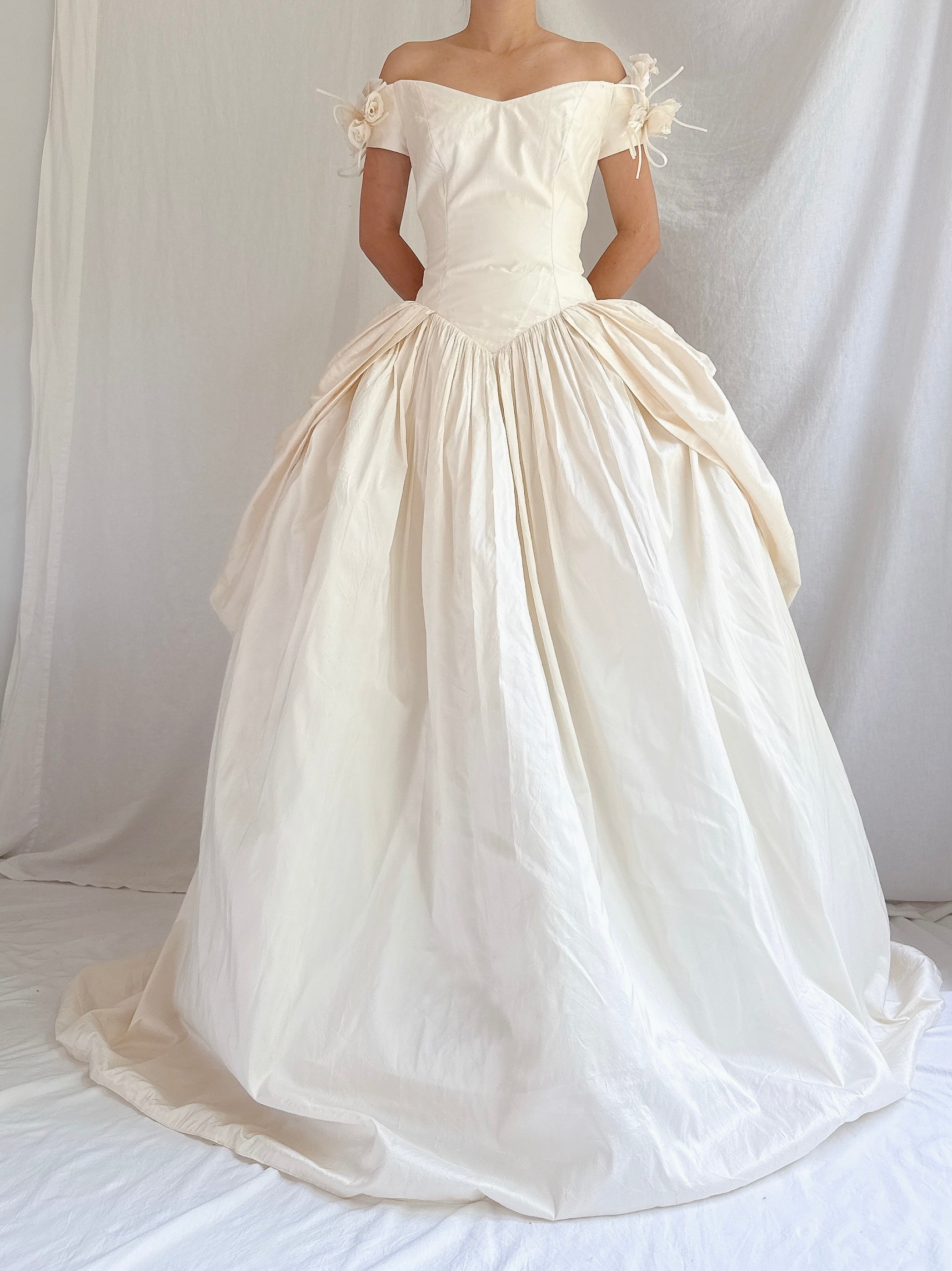 Vintage Dupioni Basque Waist Gown - M