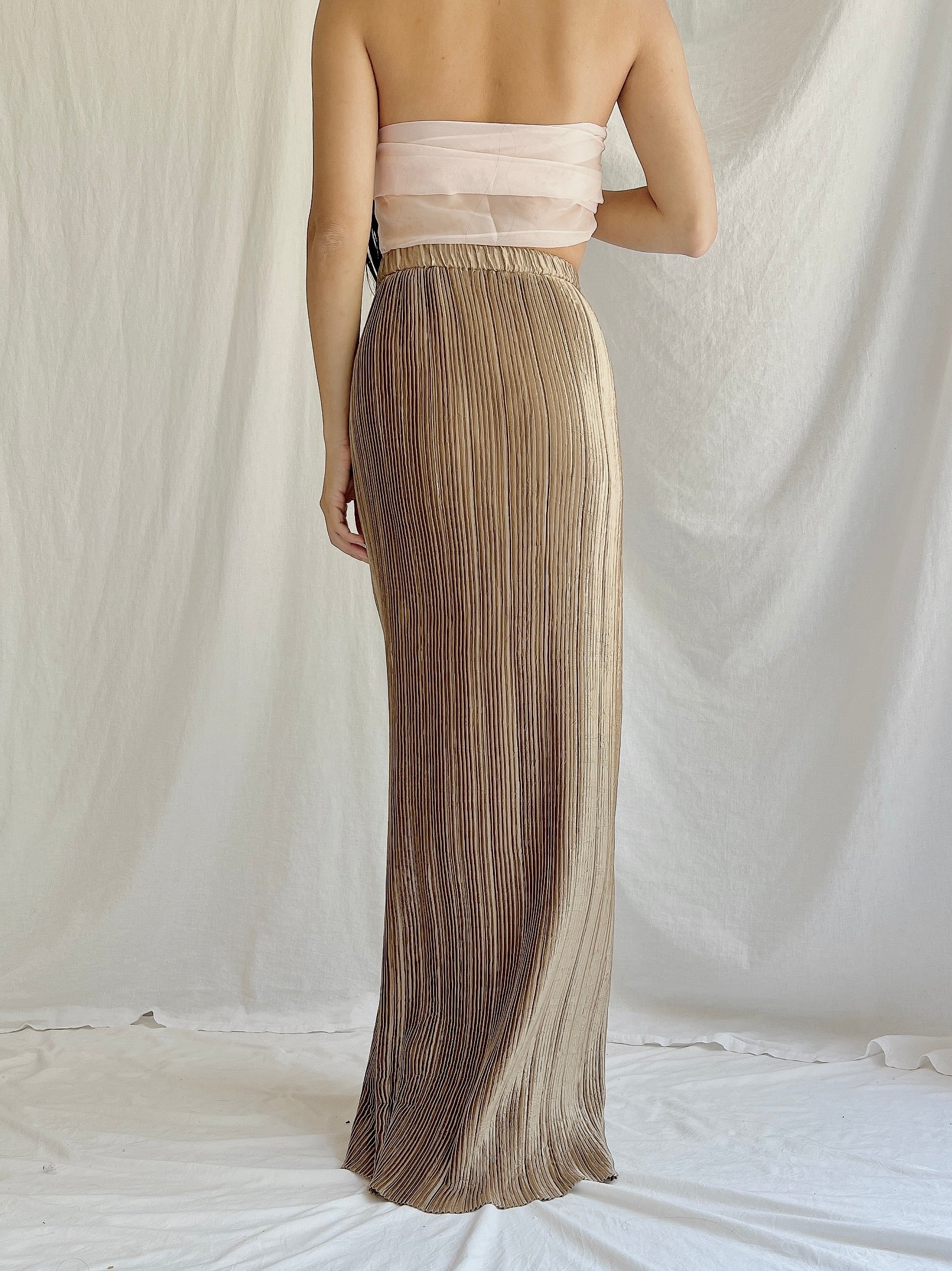 Vintage Micropleated Taupe Skirt - M/L