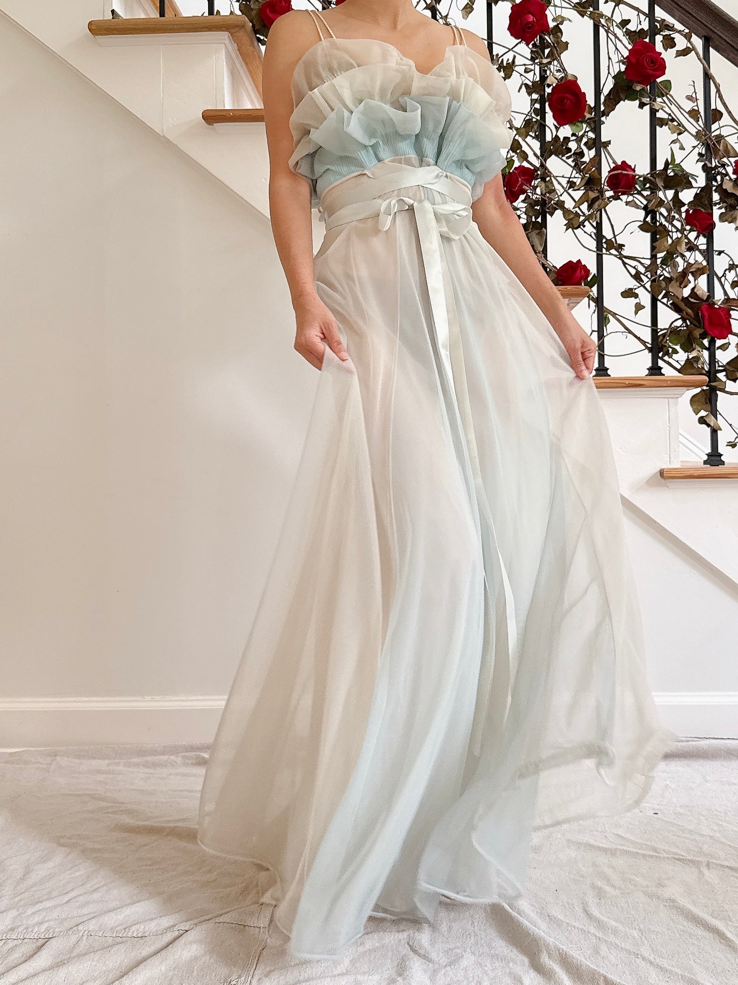 1950s Tricot Ruffled Slip - S