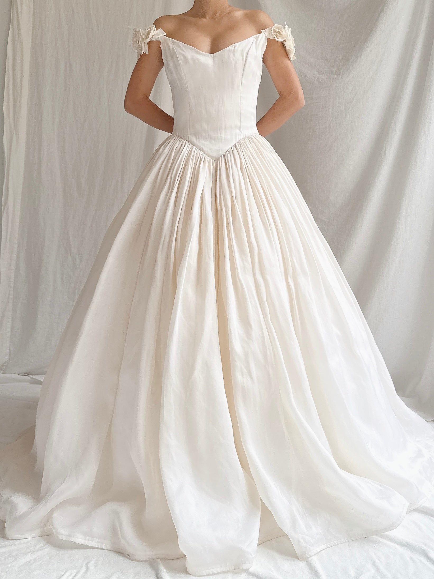 Vintage Silk Organza Off-the-Shoulder Gown - XS/2