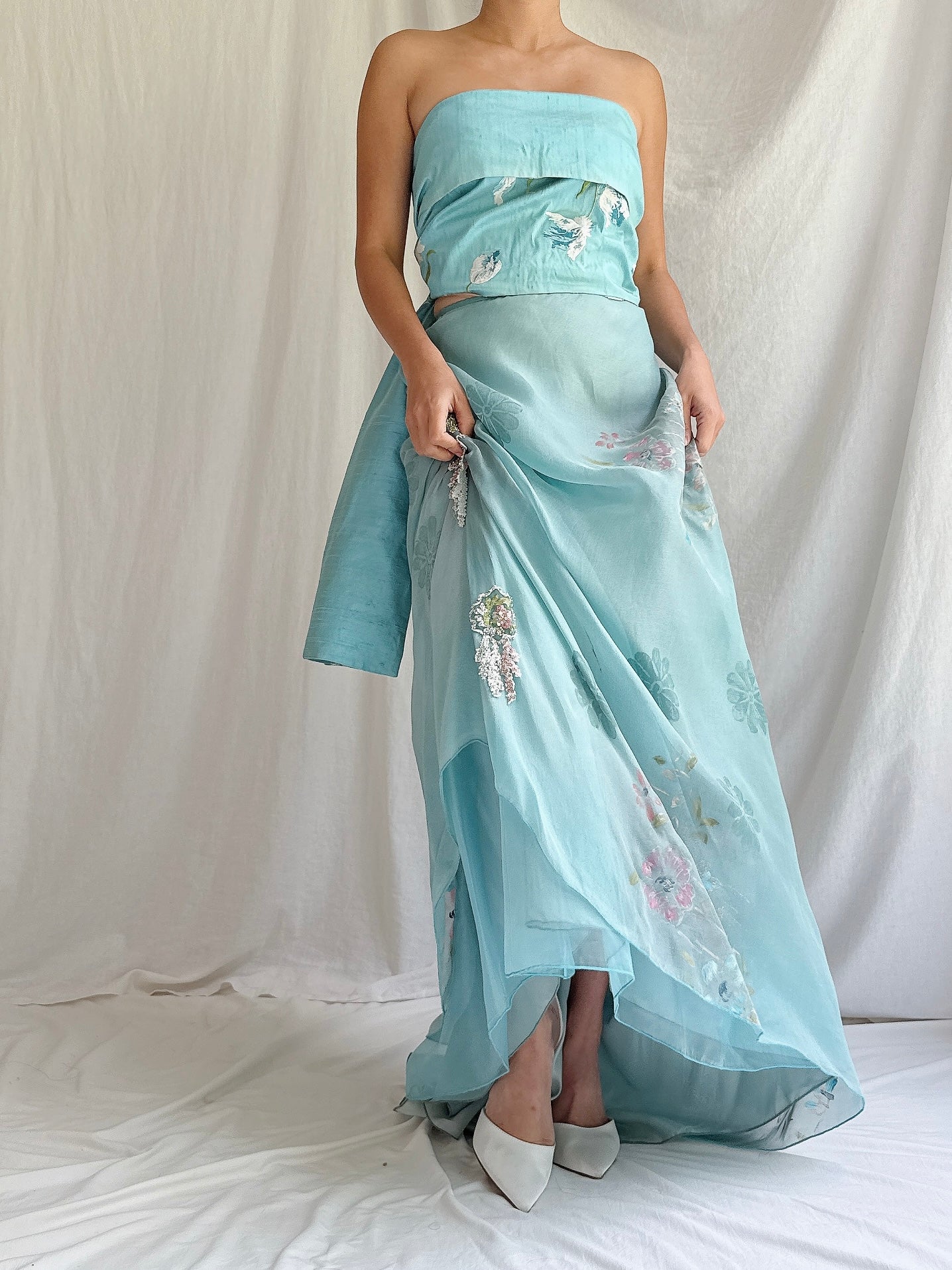 Vintage Paule Vasseur Paris Embroidered Silk Shawl - OSFM