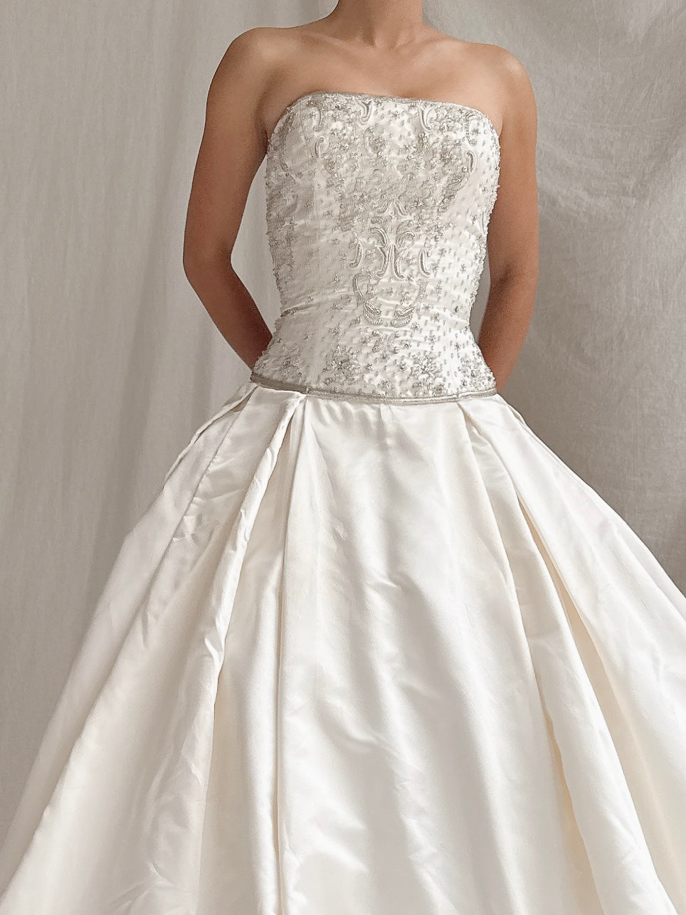 Vintage Silk Strapless Gown - M