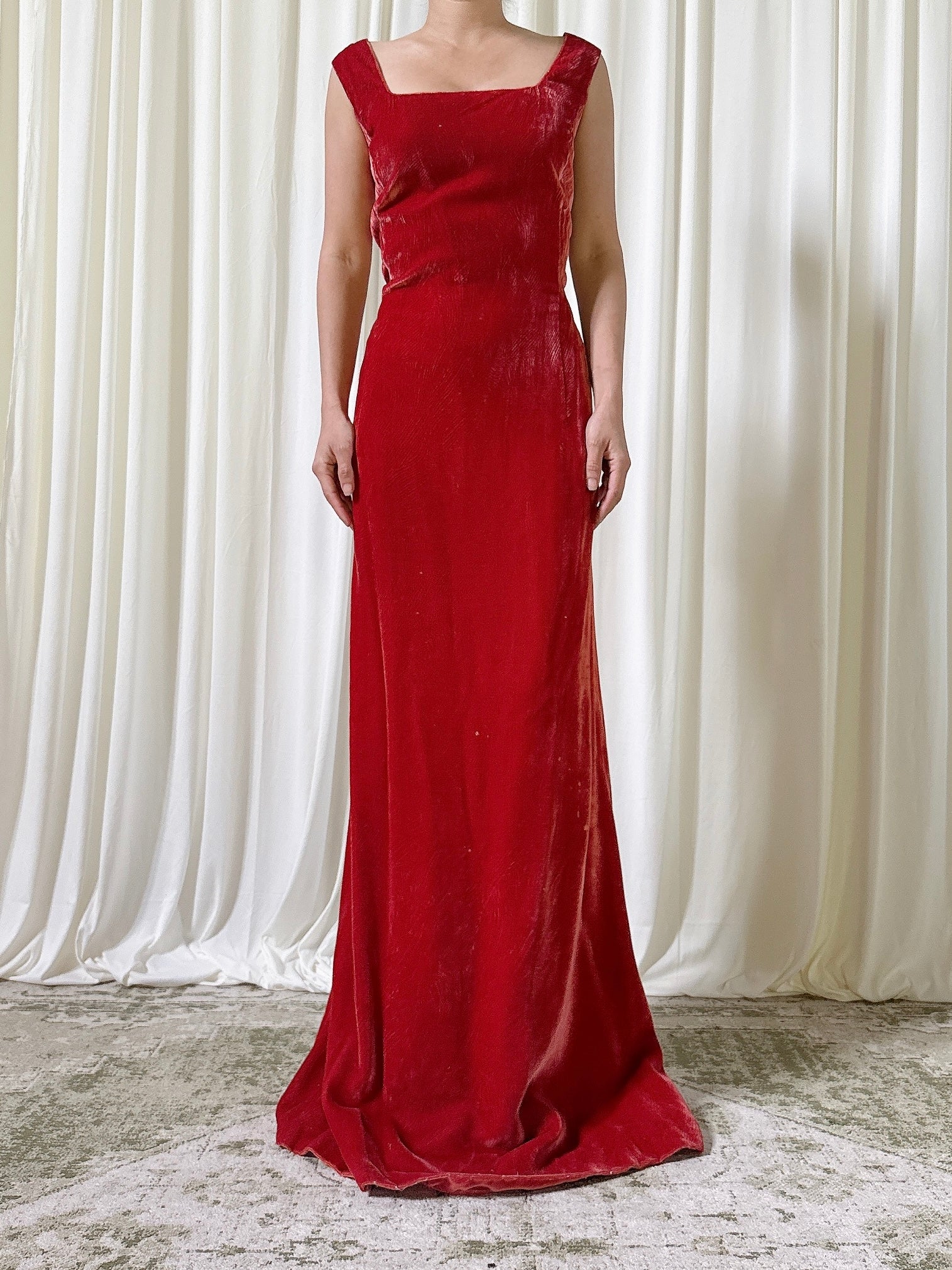 Vintage Rust Velvet Dress - L/12
