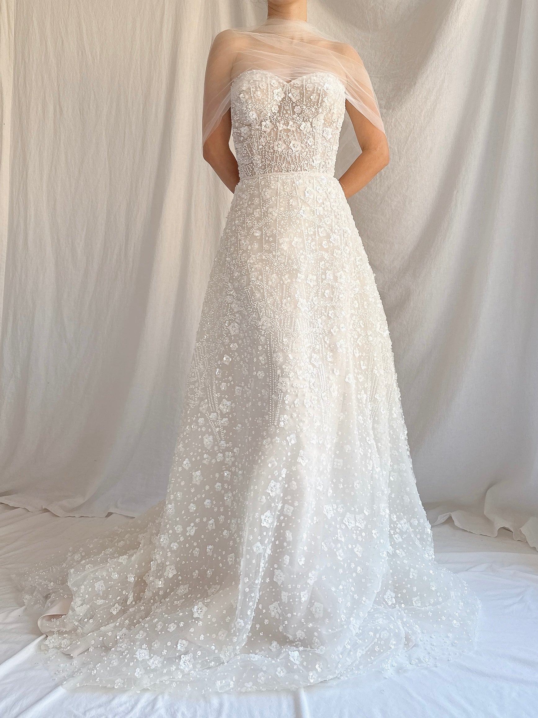 Beaded Embelished Tulle Gown - S/4