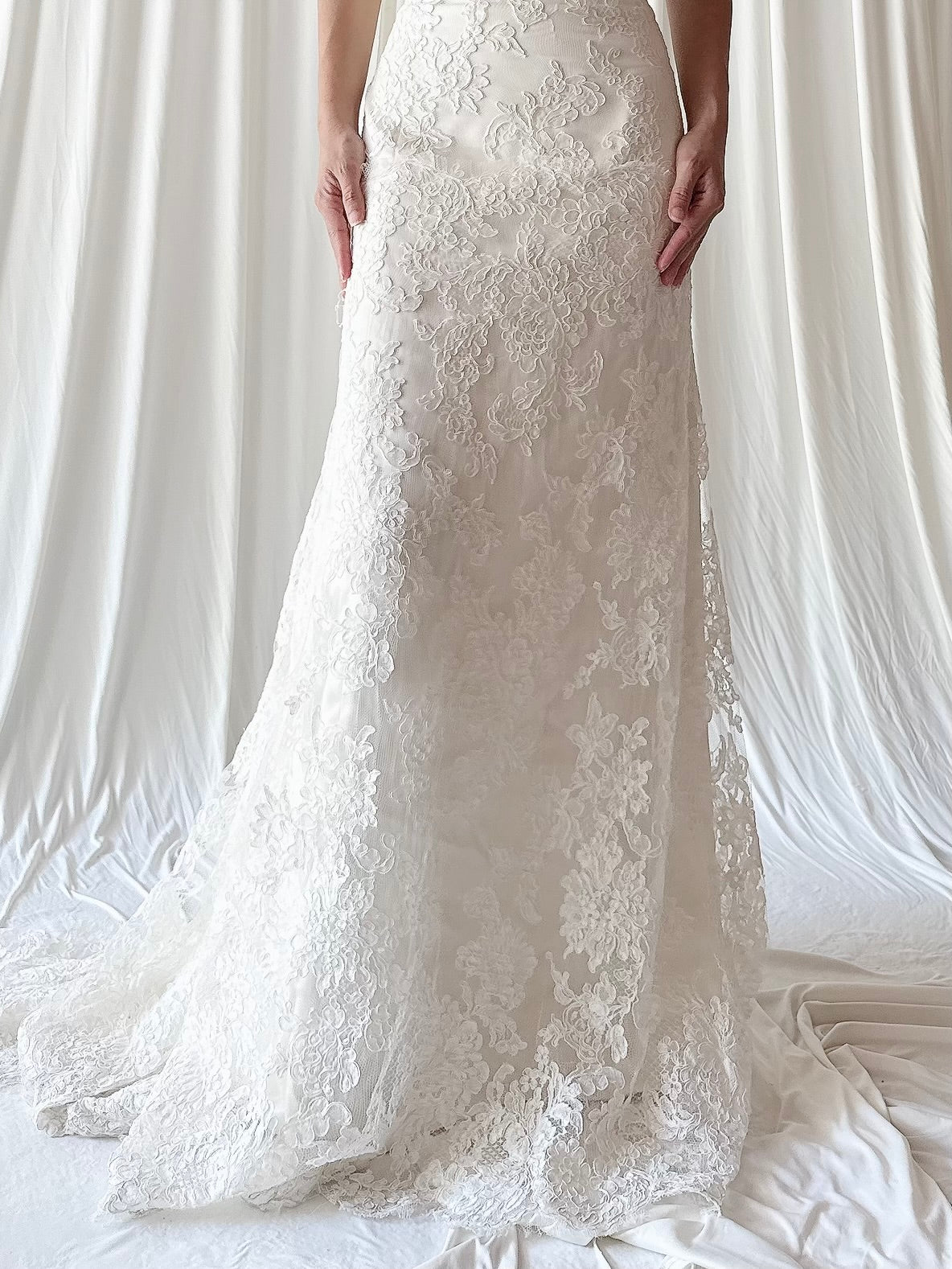 Vintage Jim Hjelm Alecon Lace Strapless Gown - L/14