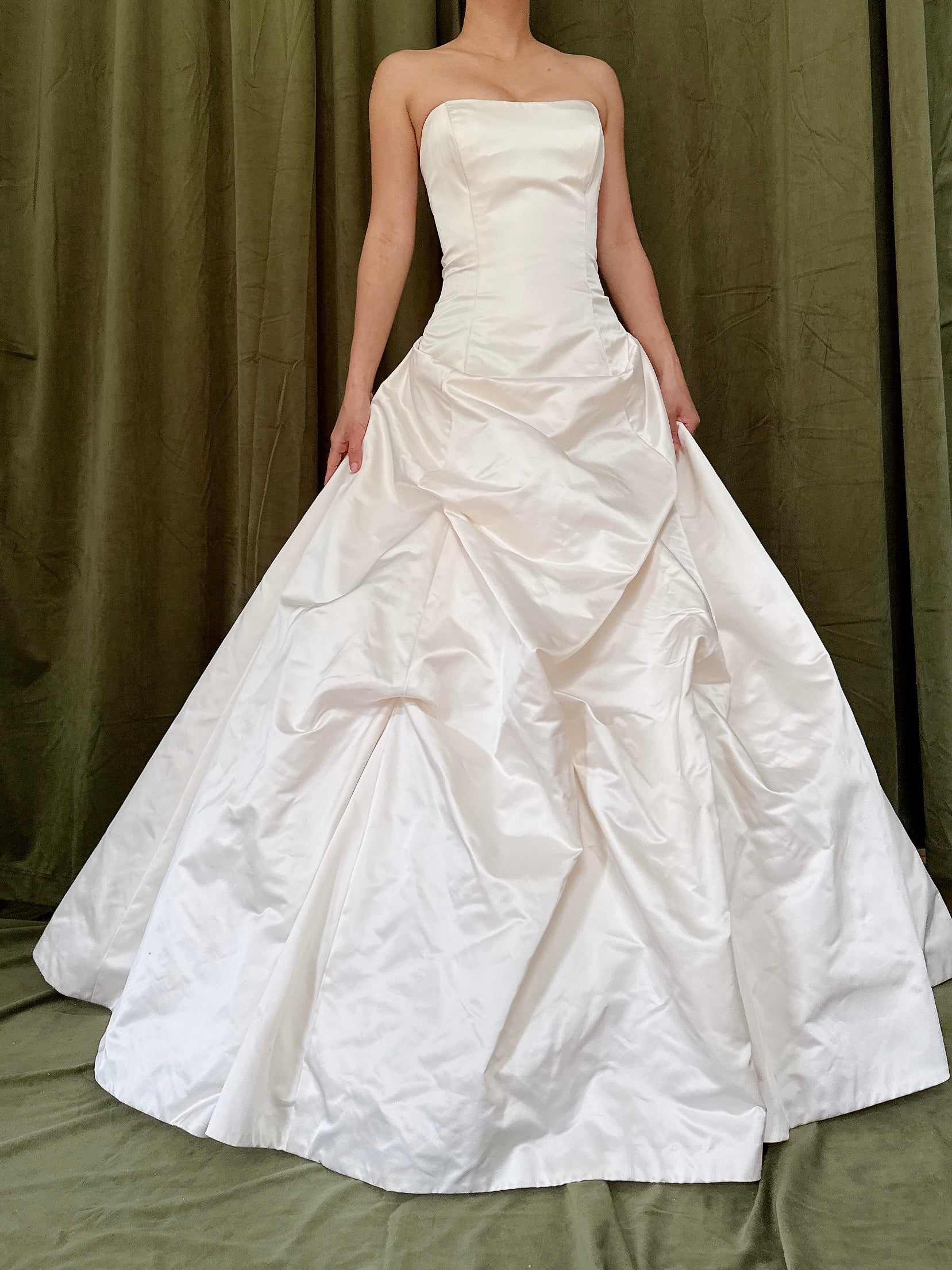 Vintage Satin Silk Strapless Gown - M/8
