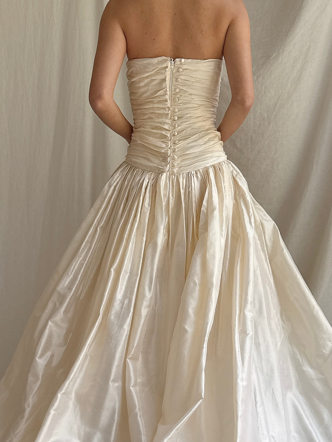 Vintage Silk Strapless Gown - M/8