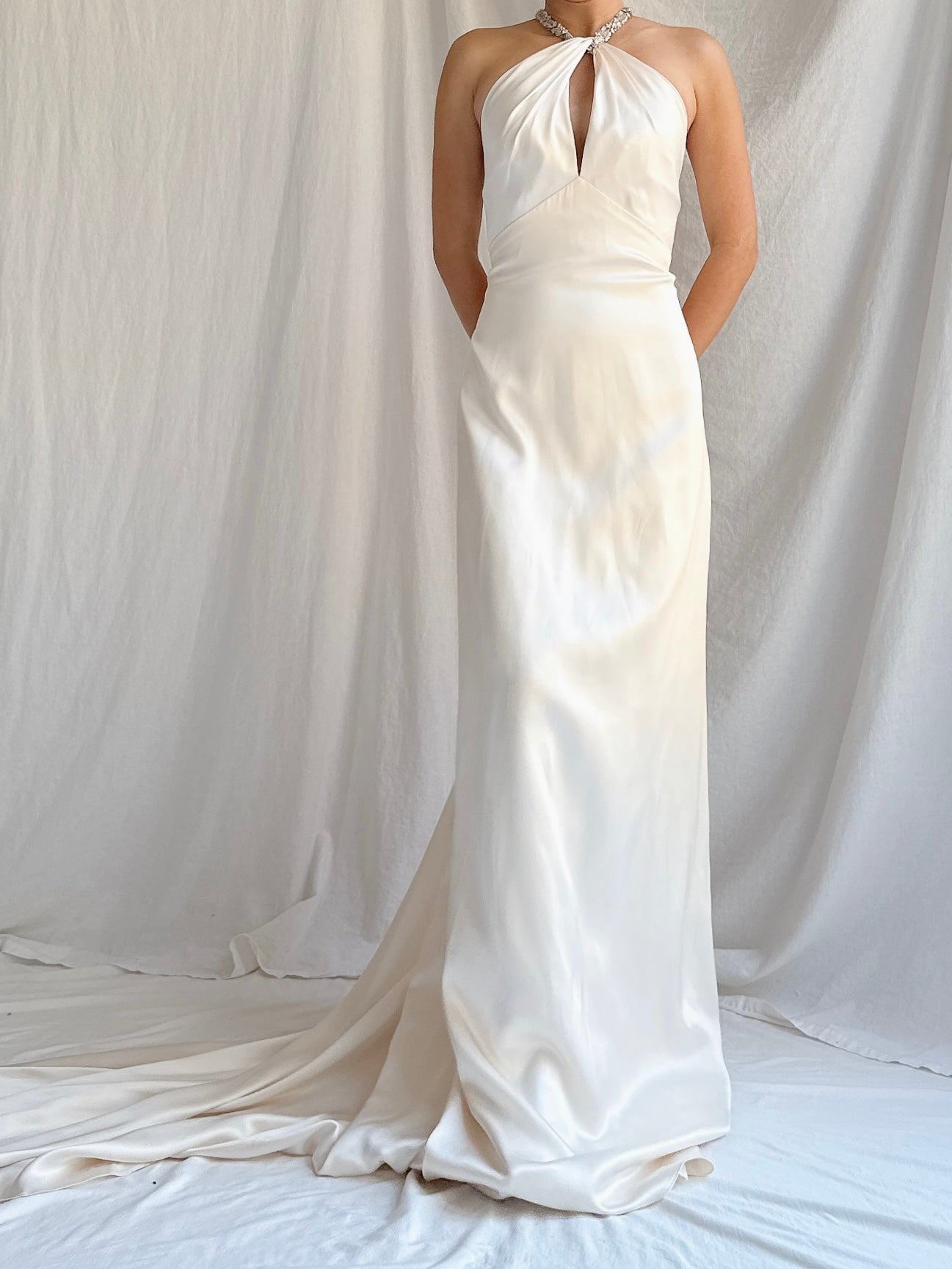 Vintage Jim Hjelm Silk Halter Gown - M/L 10