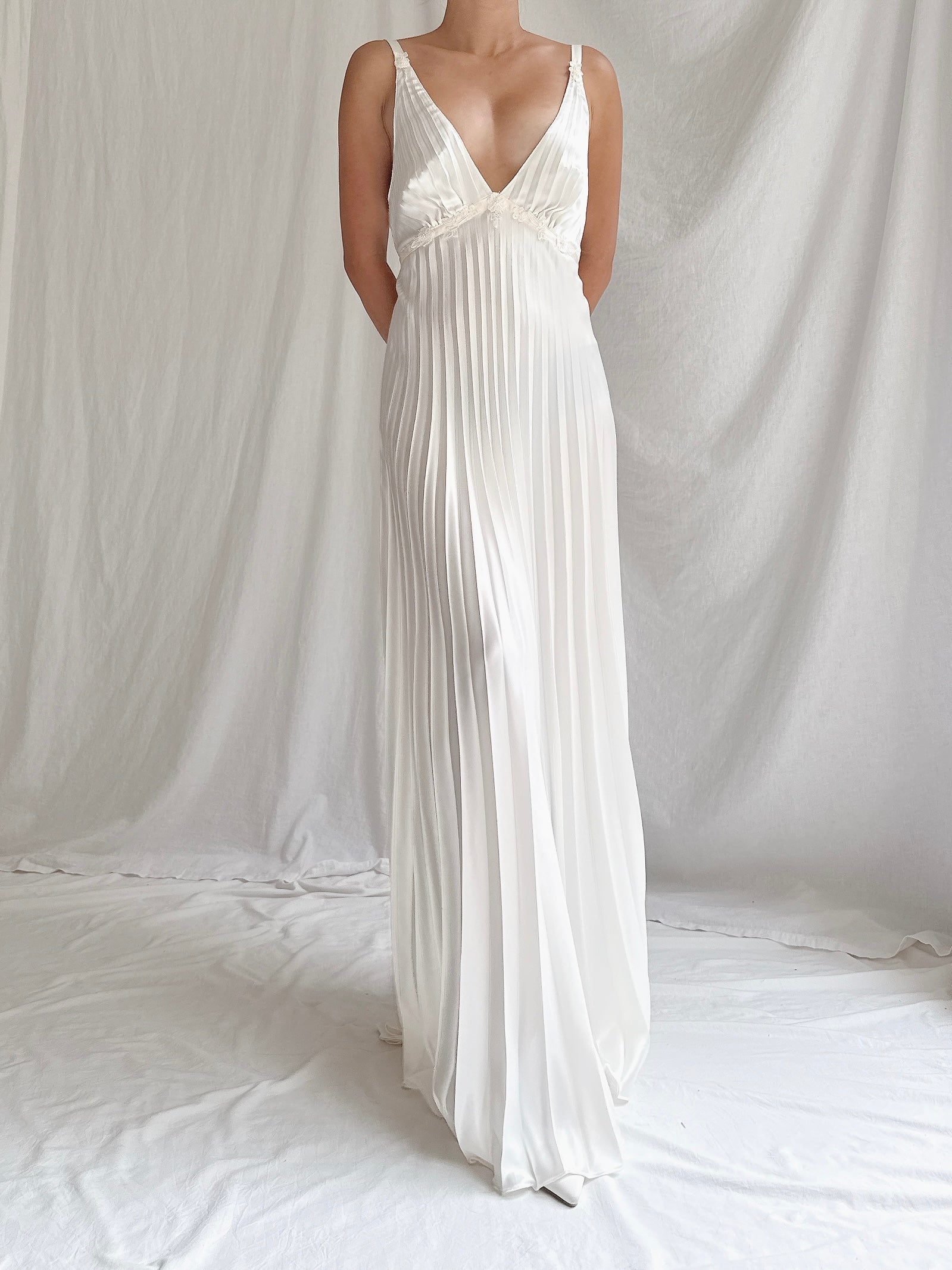 Vintage Pleated Slip Dress - S-M