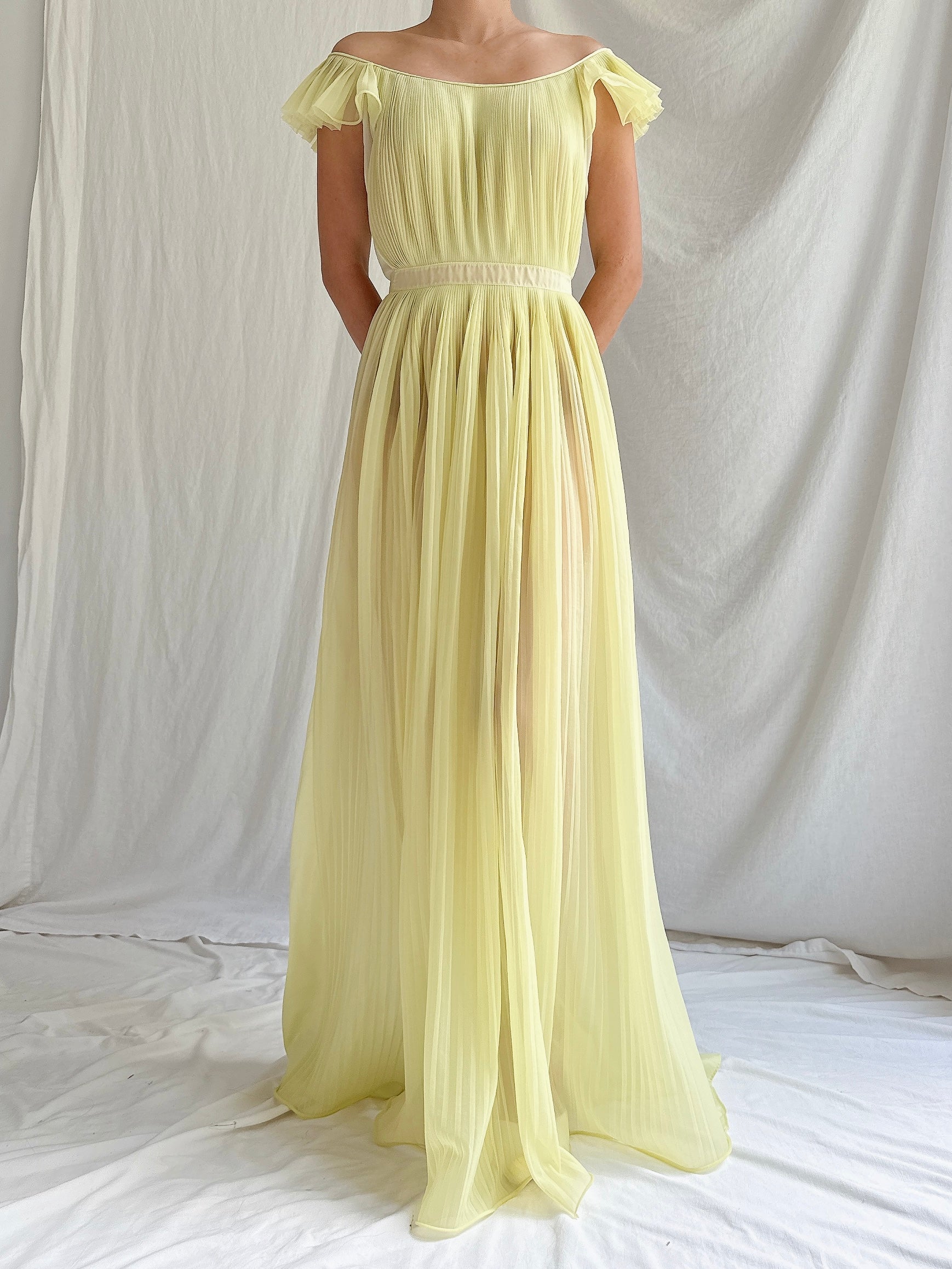 1950s Tricot Nylon Pleated Slip - S