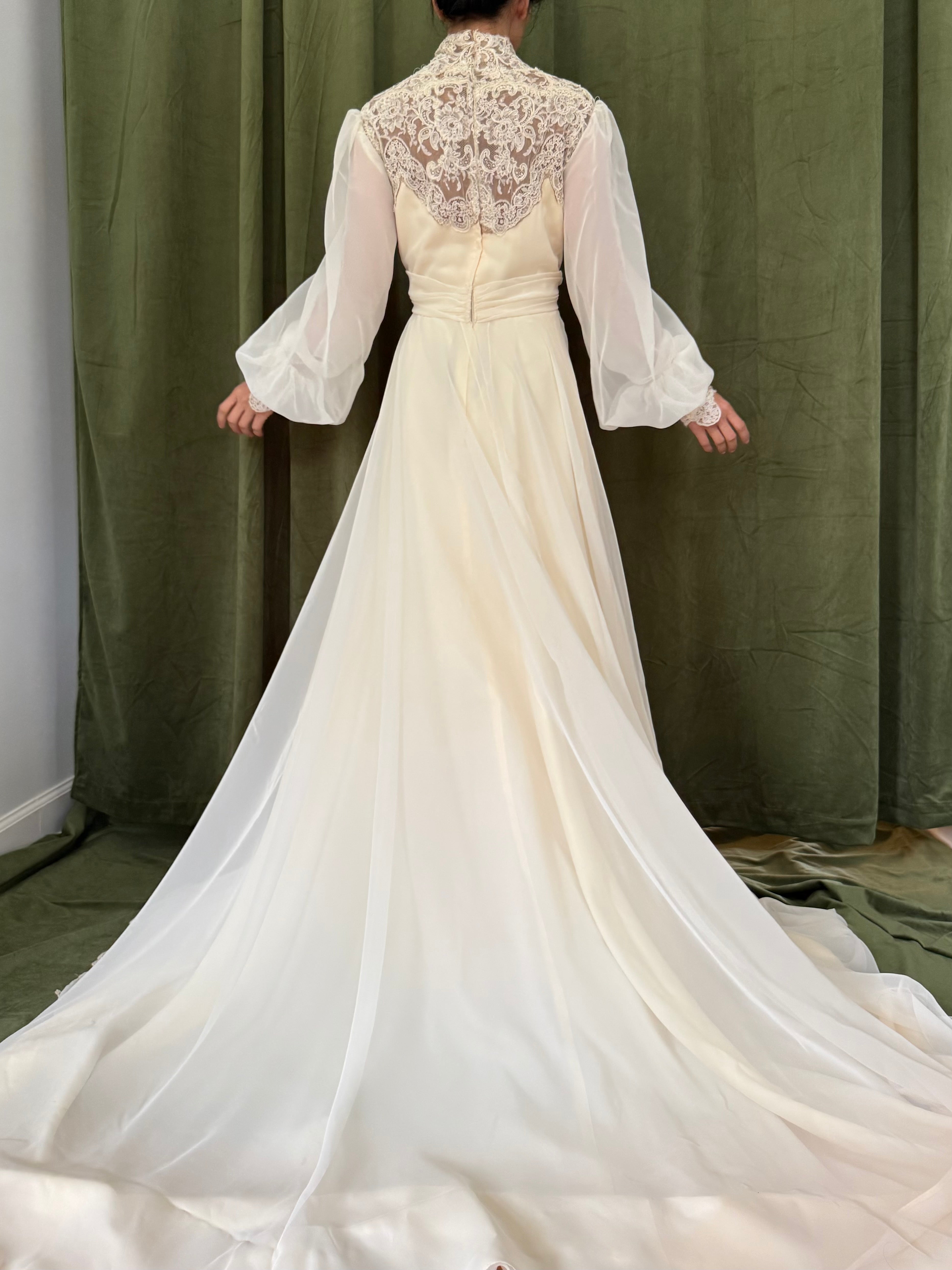 Vintage Chiffon Poet Dress - M
