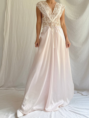 1970s Nylon Lace Slip Gown - M/L