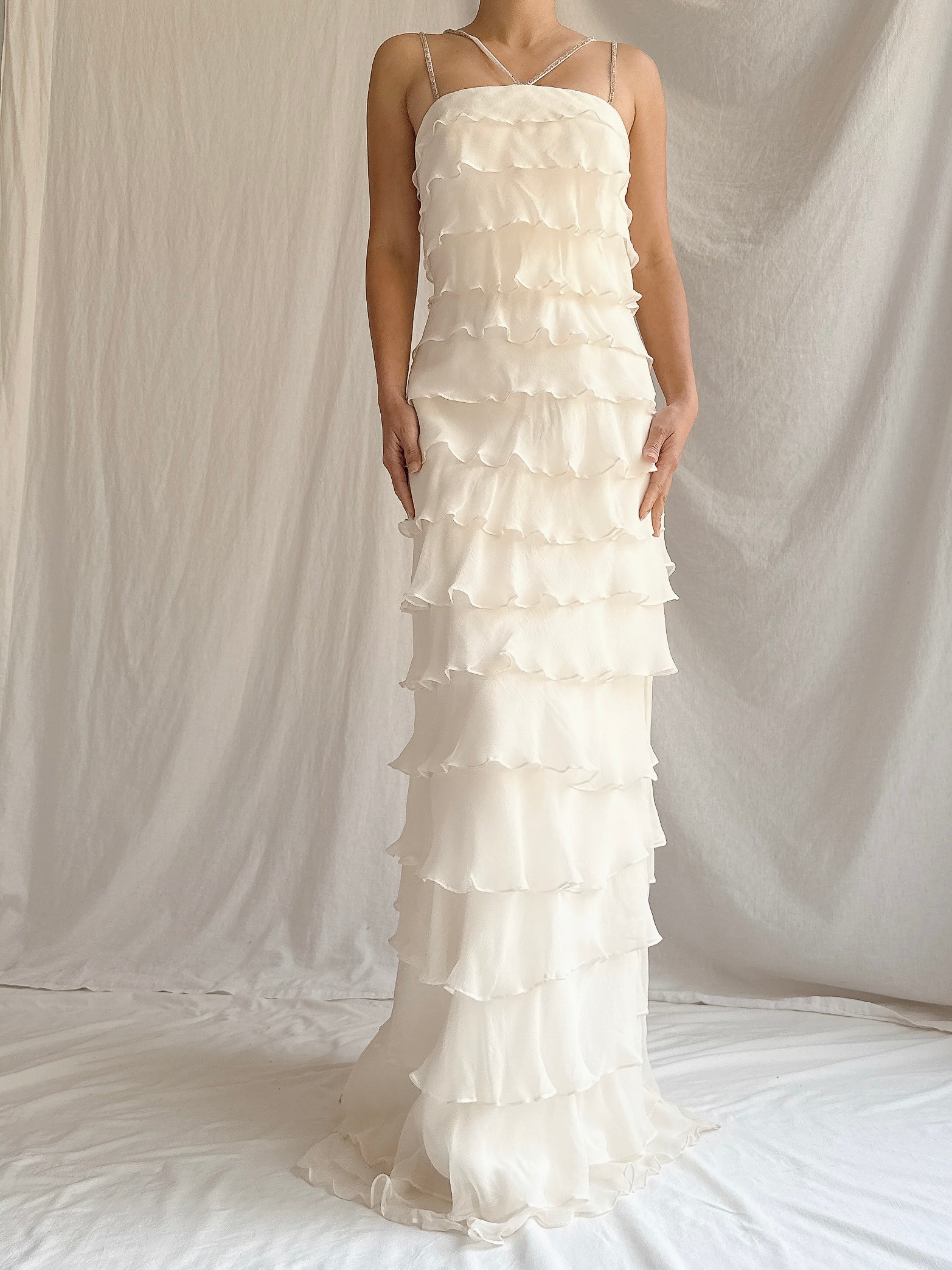 Vintage Silk Tiered Dress - M