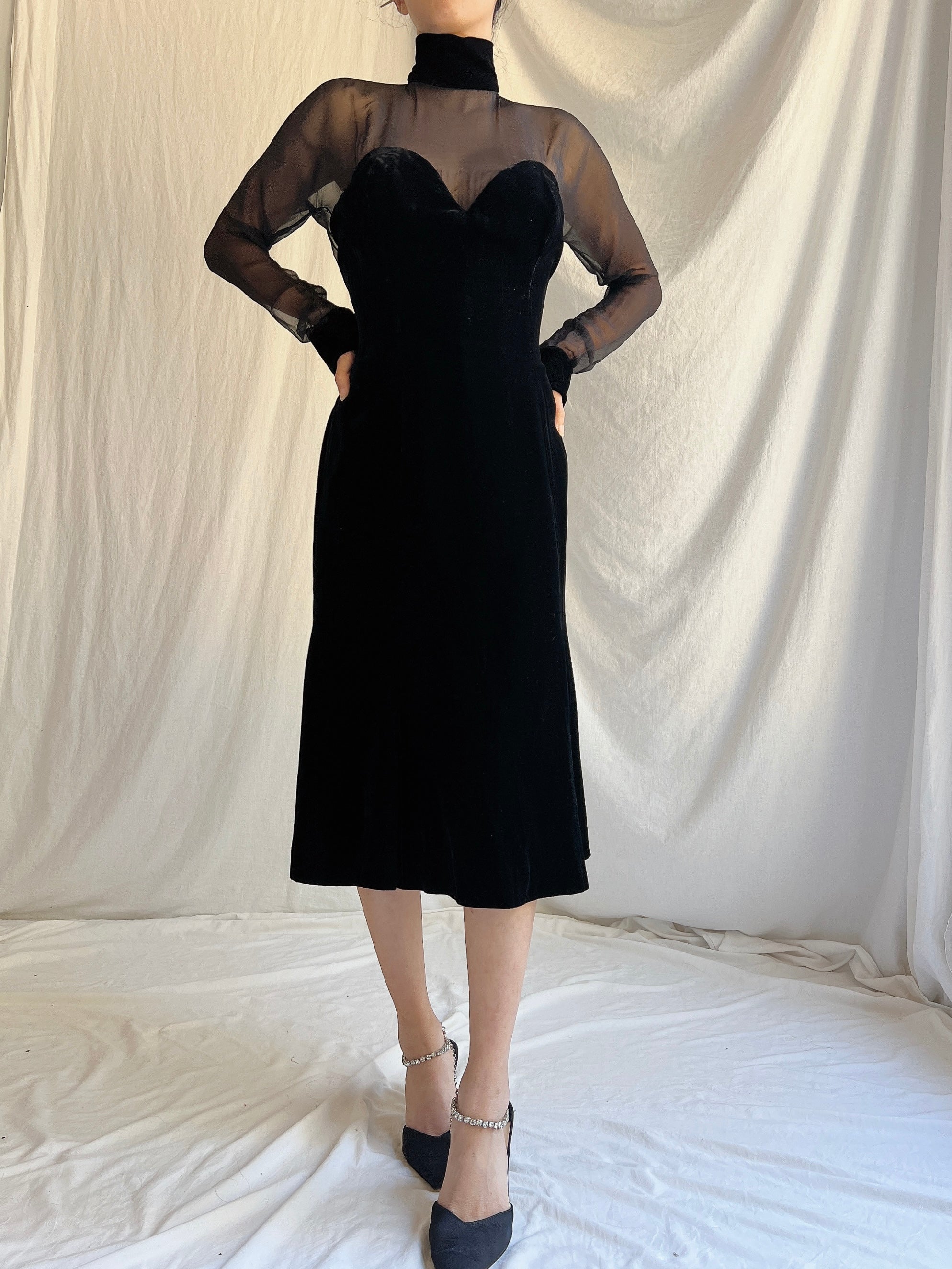 Vintage Oscar de la Renta Silk Velvet Dress - L