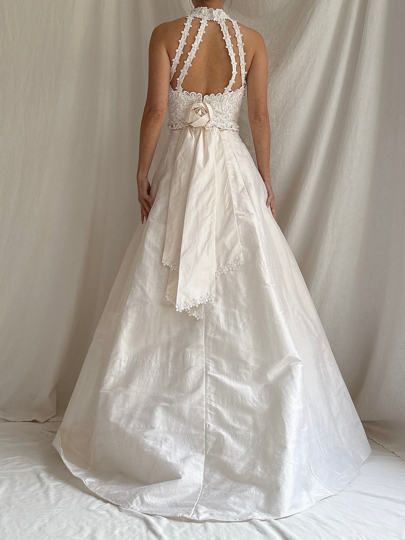 Vintage Halter Silk Strapless Dress - S