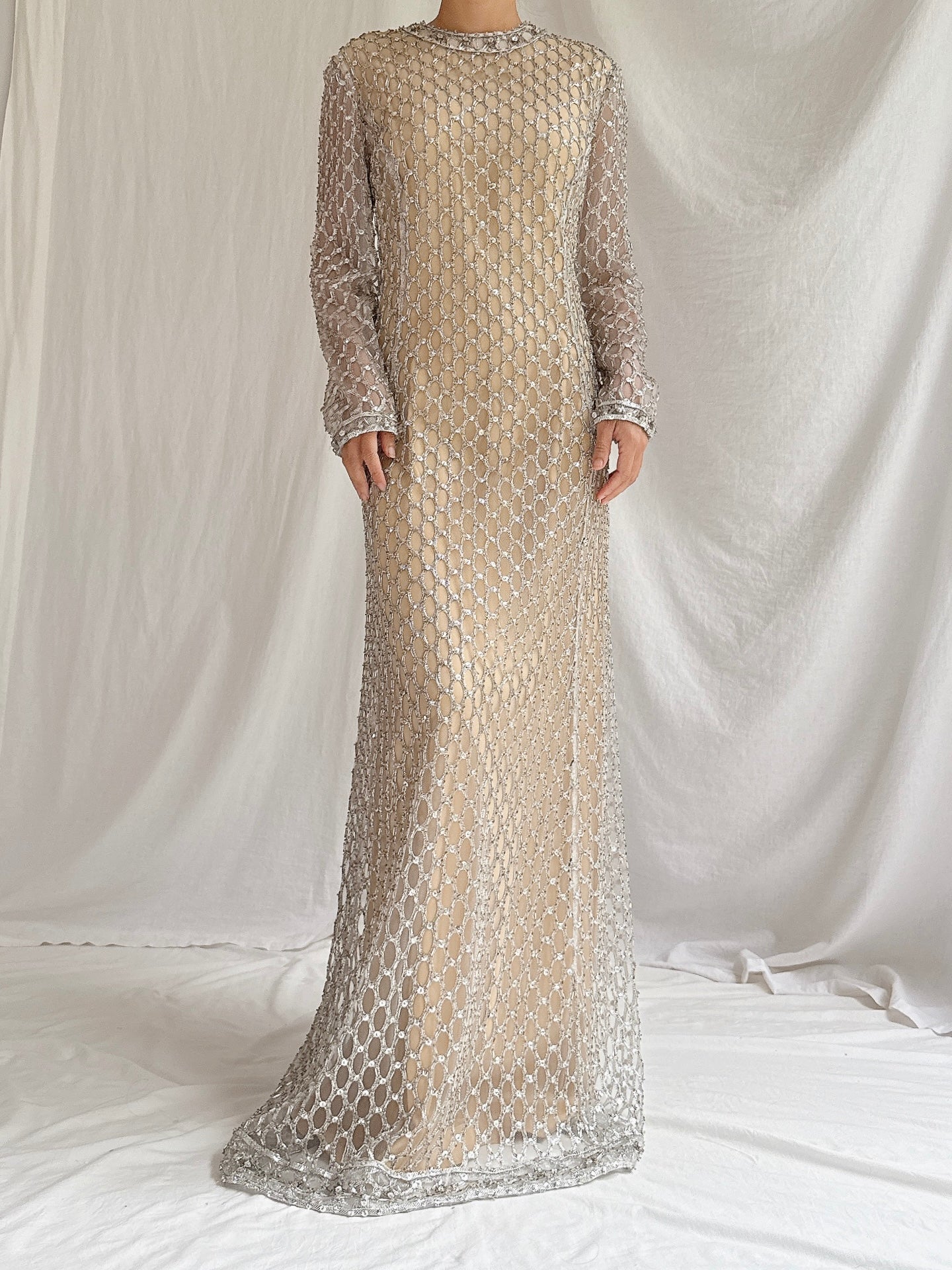 1960s Sequins Net Dress - M