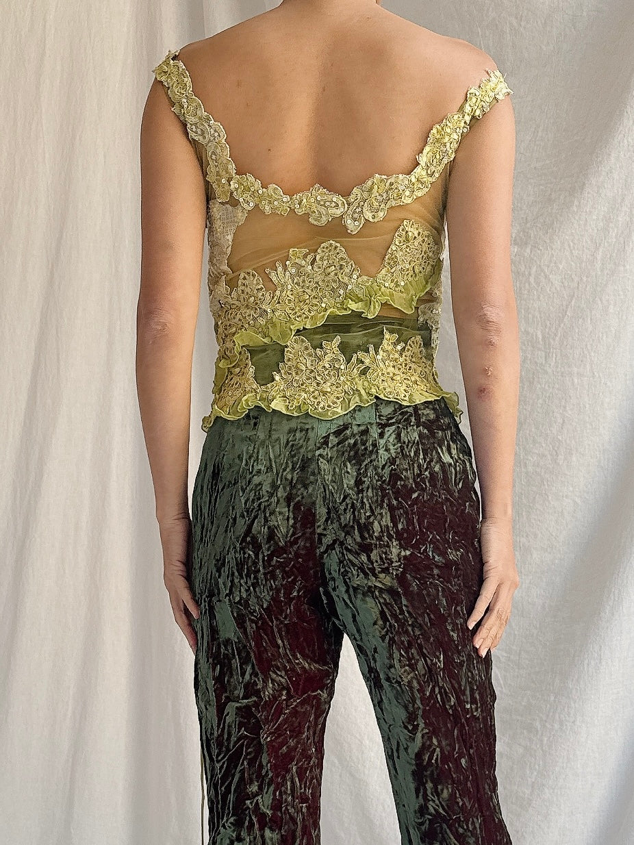 Vintage Sheer Embellished Top - M