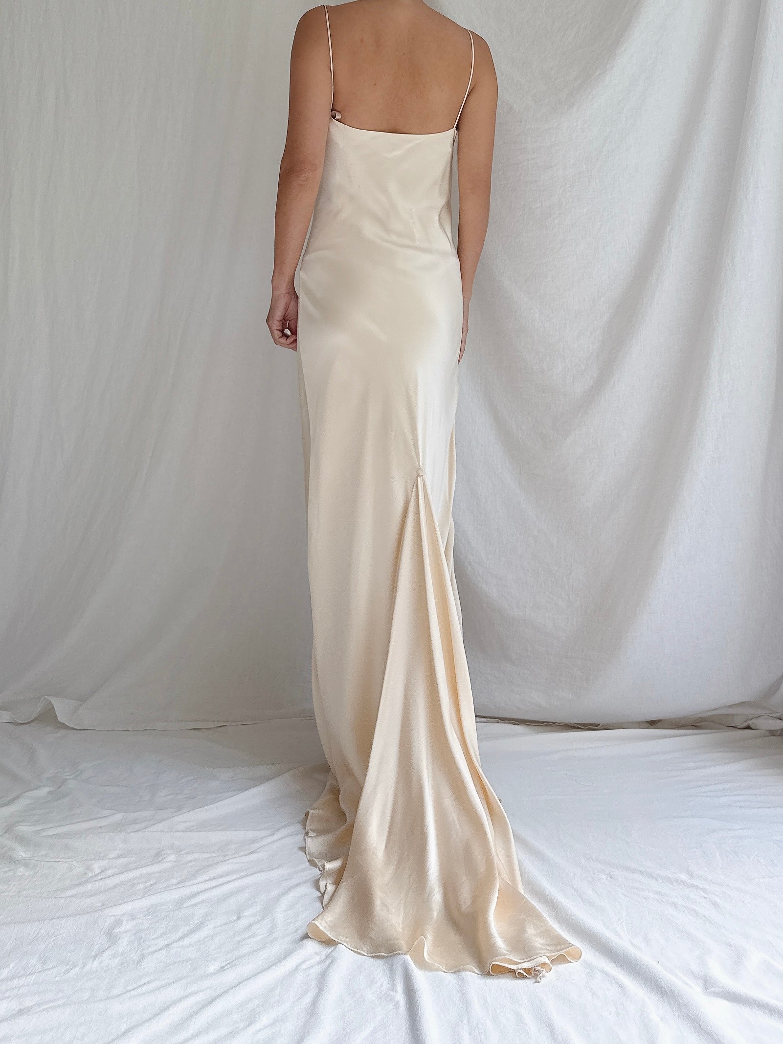Vintage Silk Spaghetti Straps Gown - S