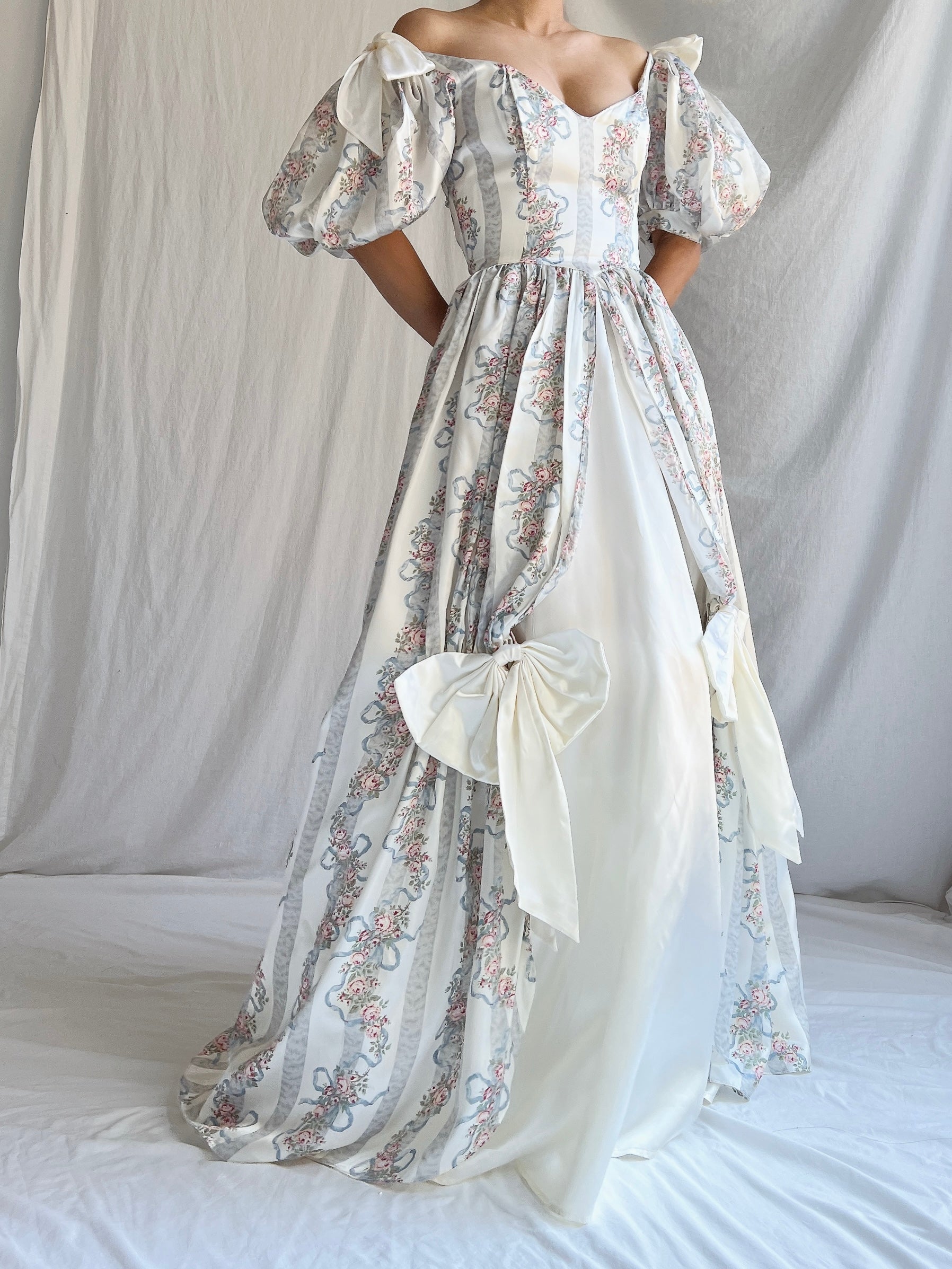 Gunne Sax Floral Puff Sleeve Gown - XS/5