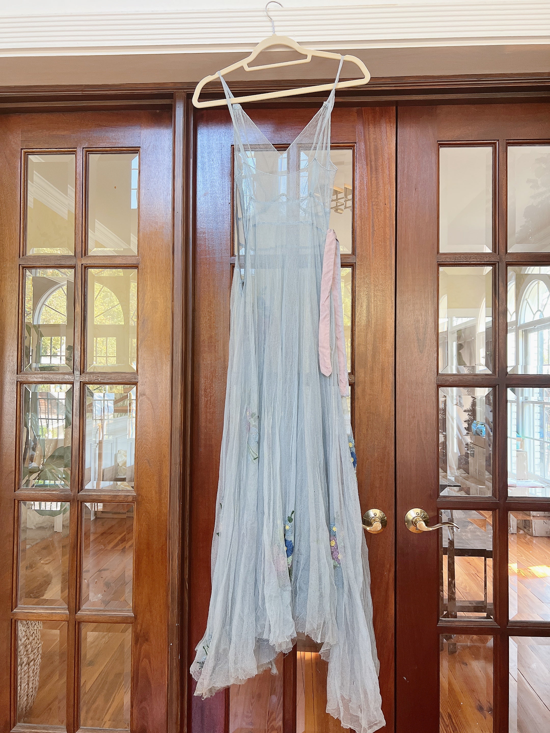 1930s Blue Sheer Tulle Dress - XS