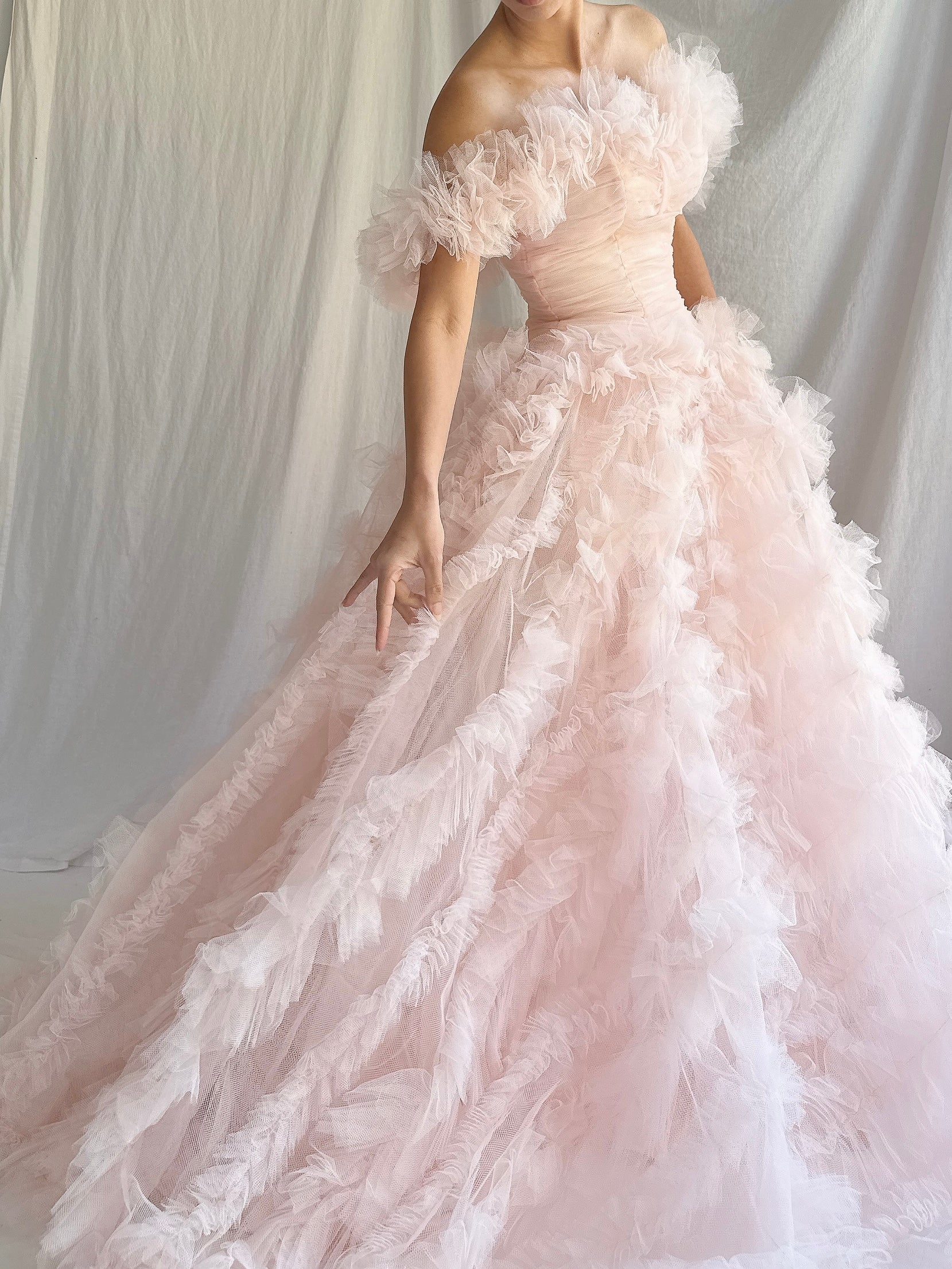 1950s Light Pink Tulle Gown - XXS/0