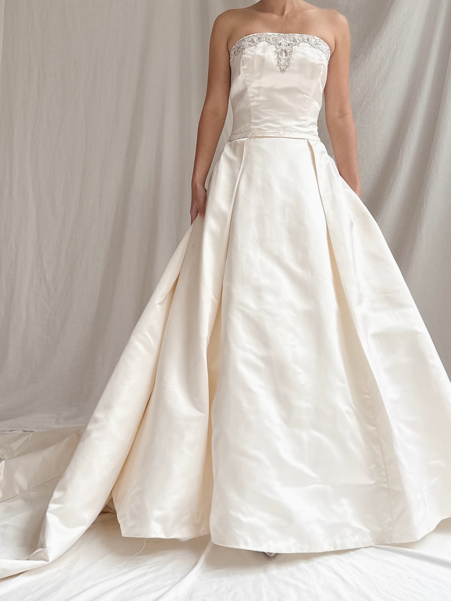 Vintage Strapless Silk Gown - S