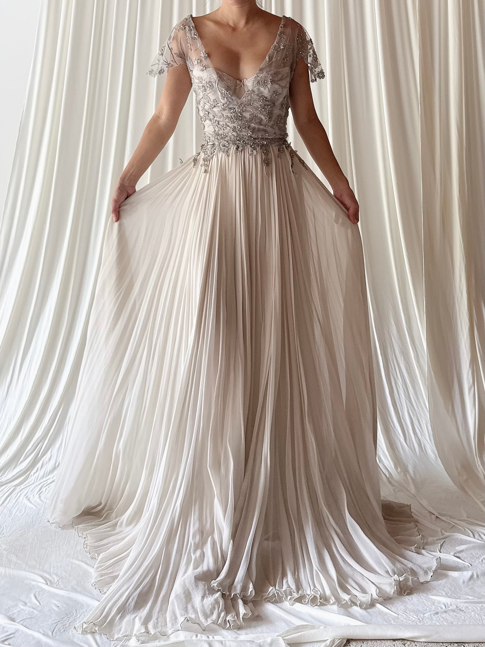 Handmade Silk Beaded Gown - Size 8