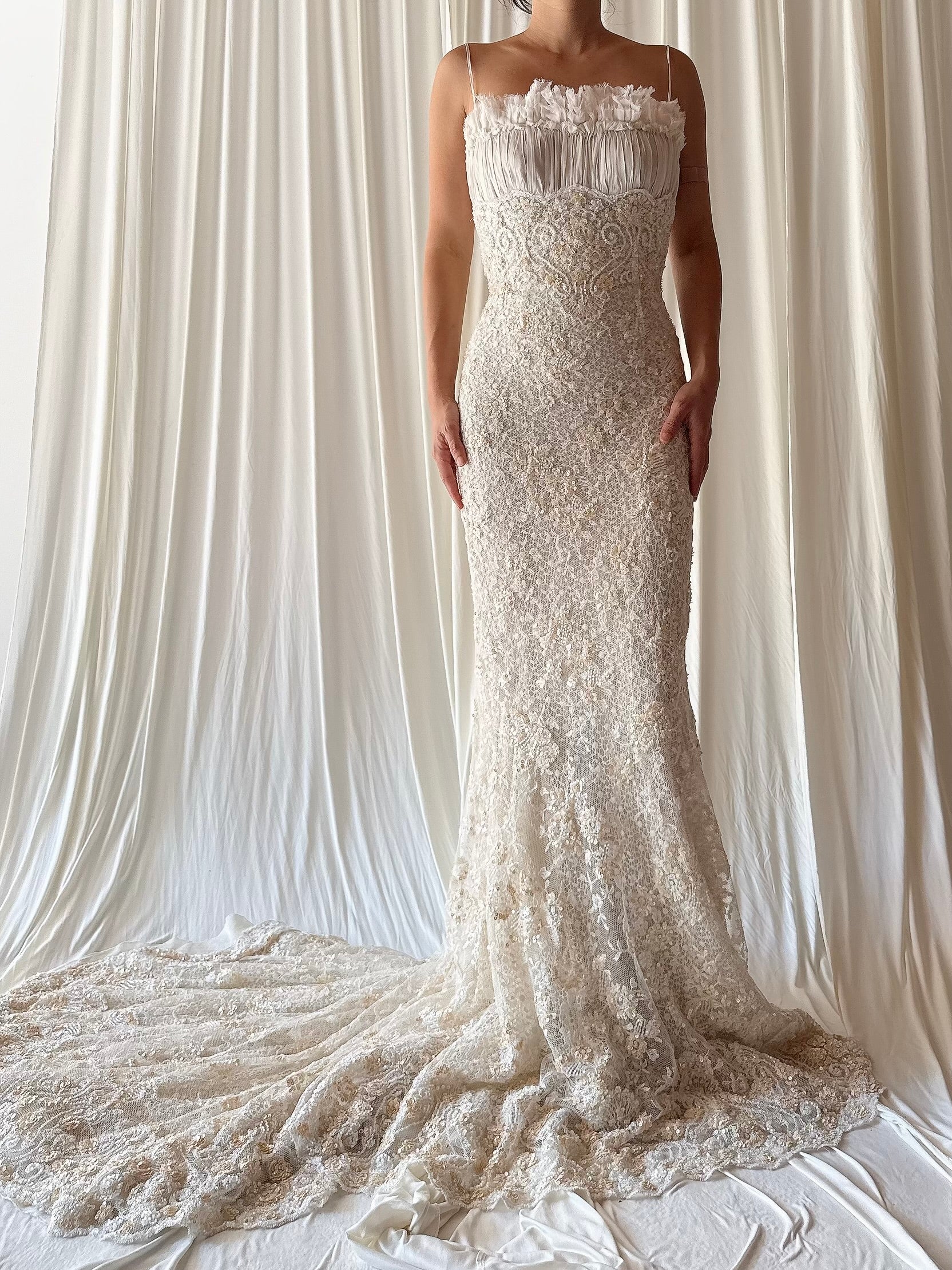 Vintage Manuel Mota Lace Beaded Dress - XS/2
