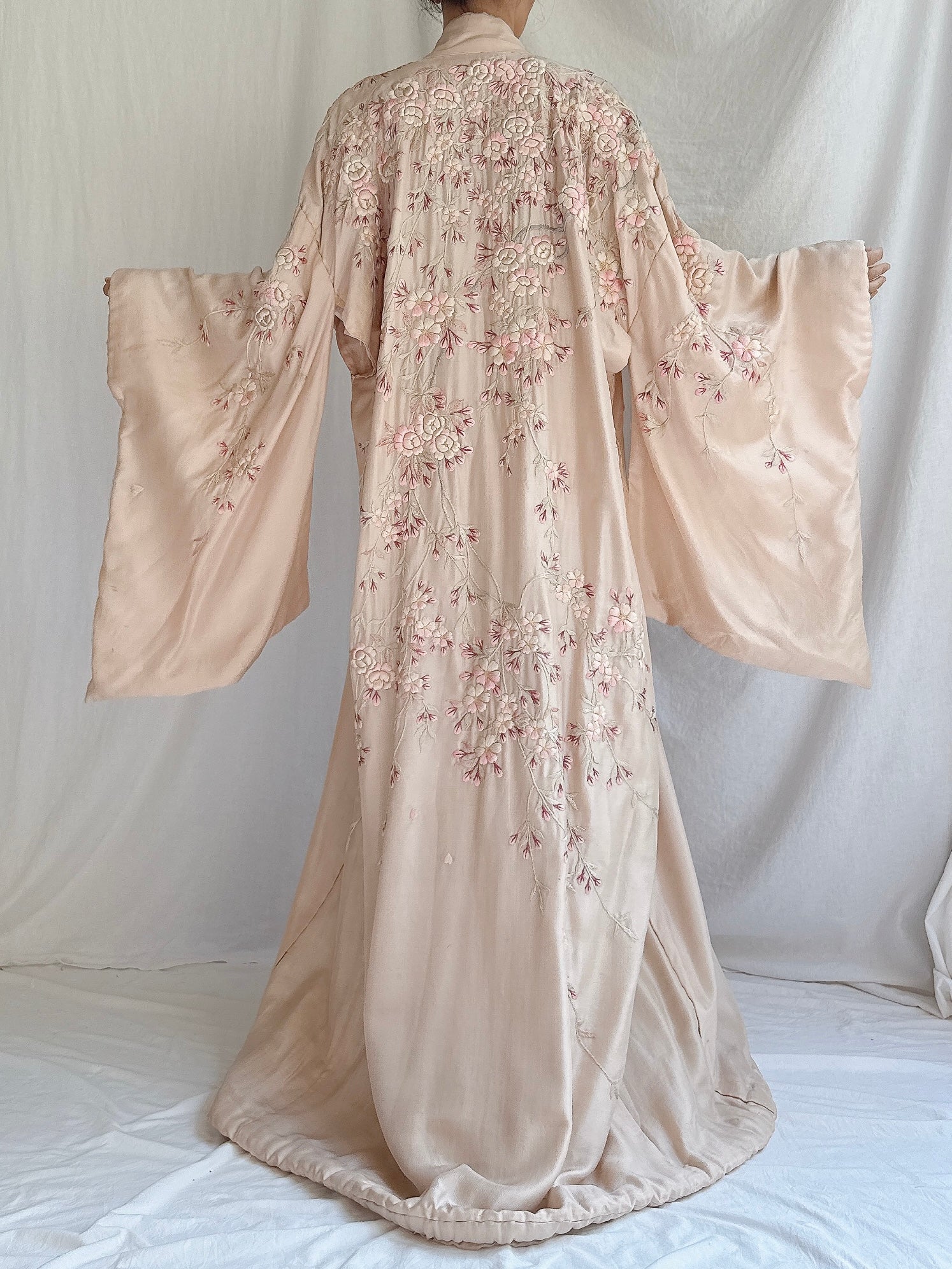 Antique Pink Cherry Blossom Kimono - OSFM