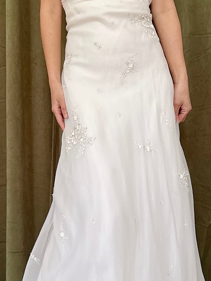 Vintage Silk Organza Dress with Appliqués - L/12
