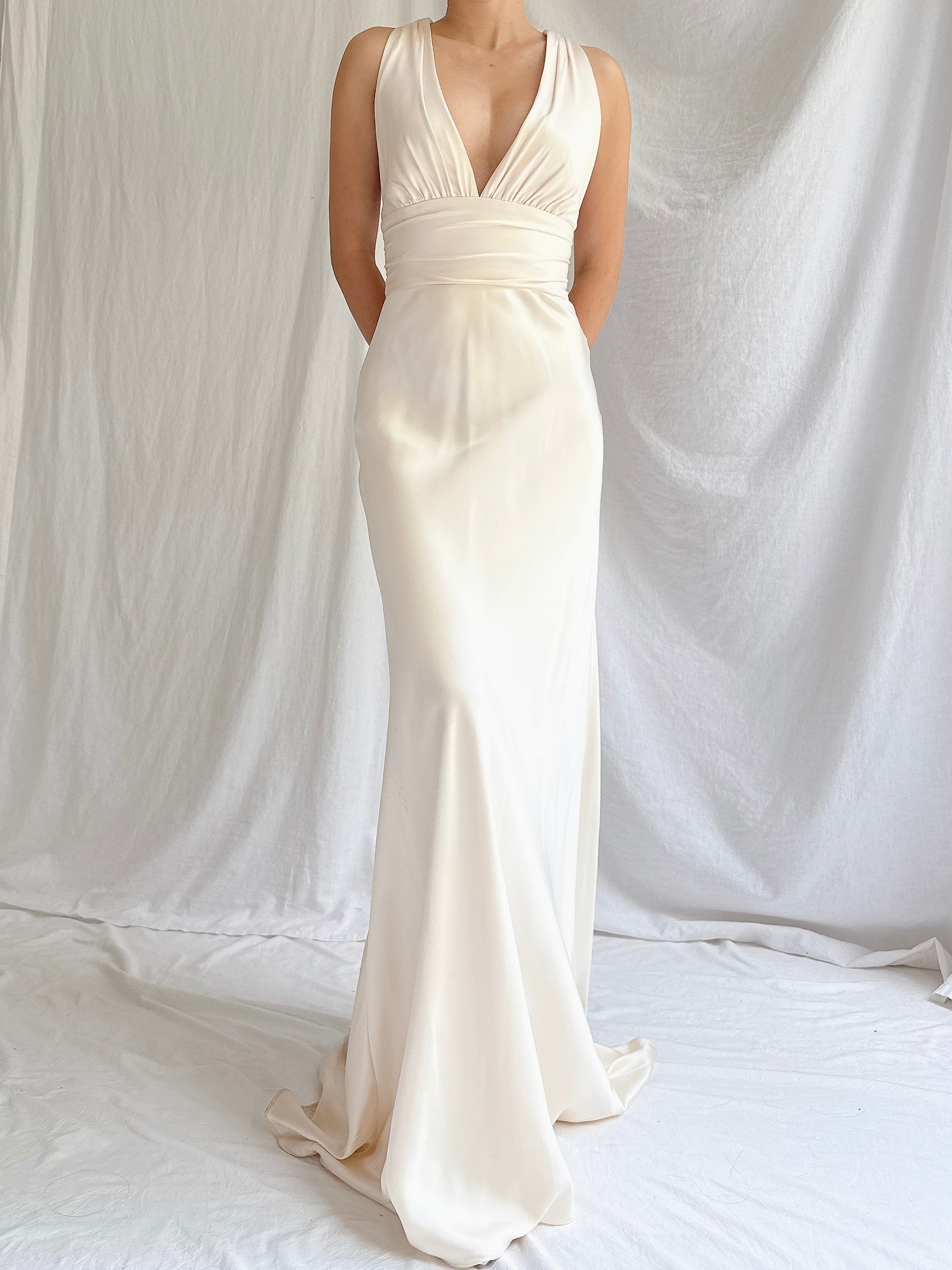 Vintage Silk Plunging Gown - XS/2