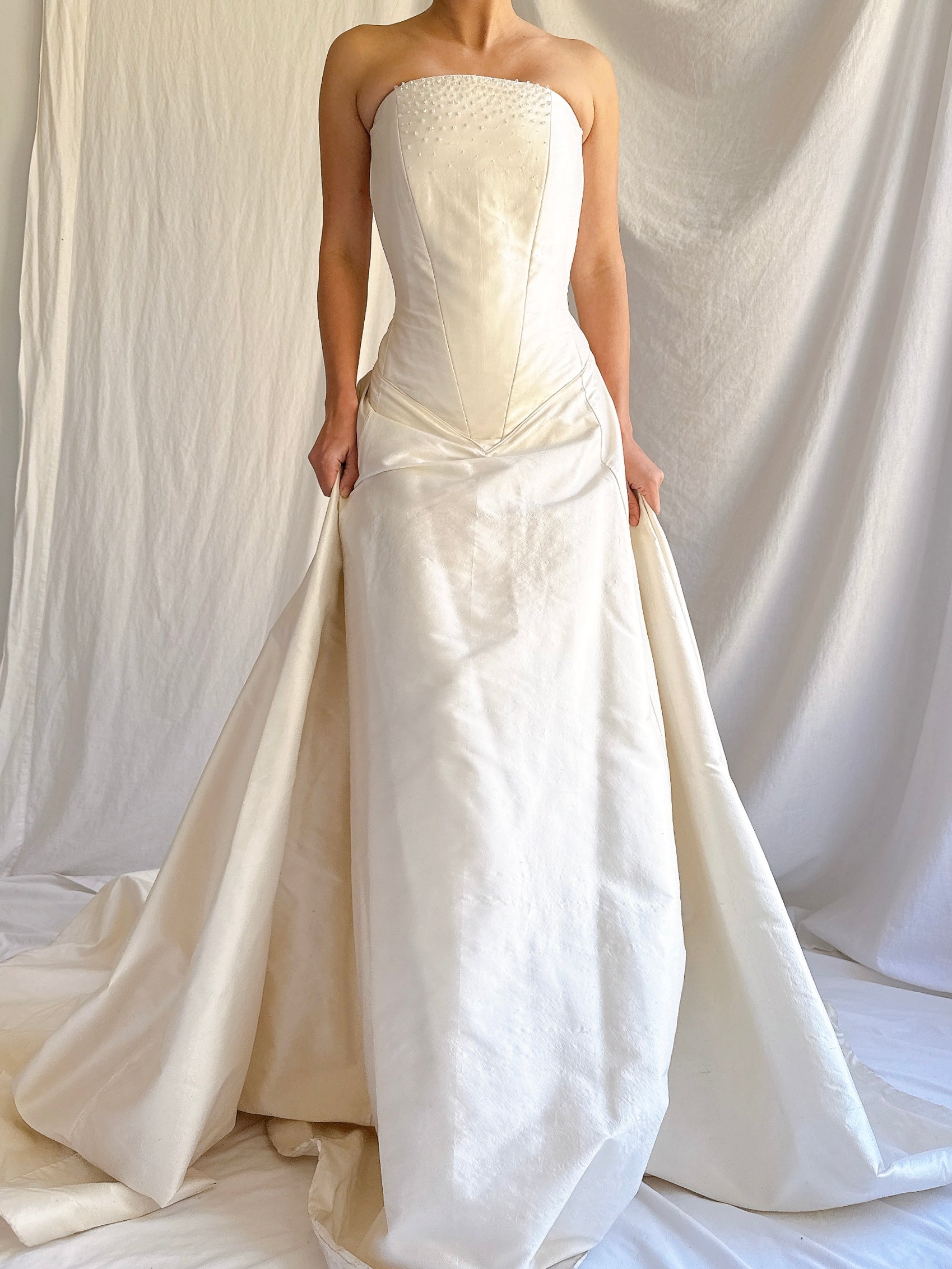 Vintage Silk Basque Waist Gown - M