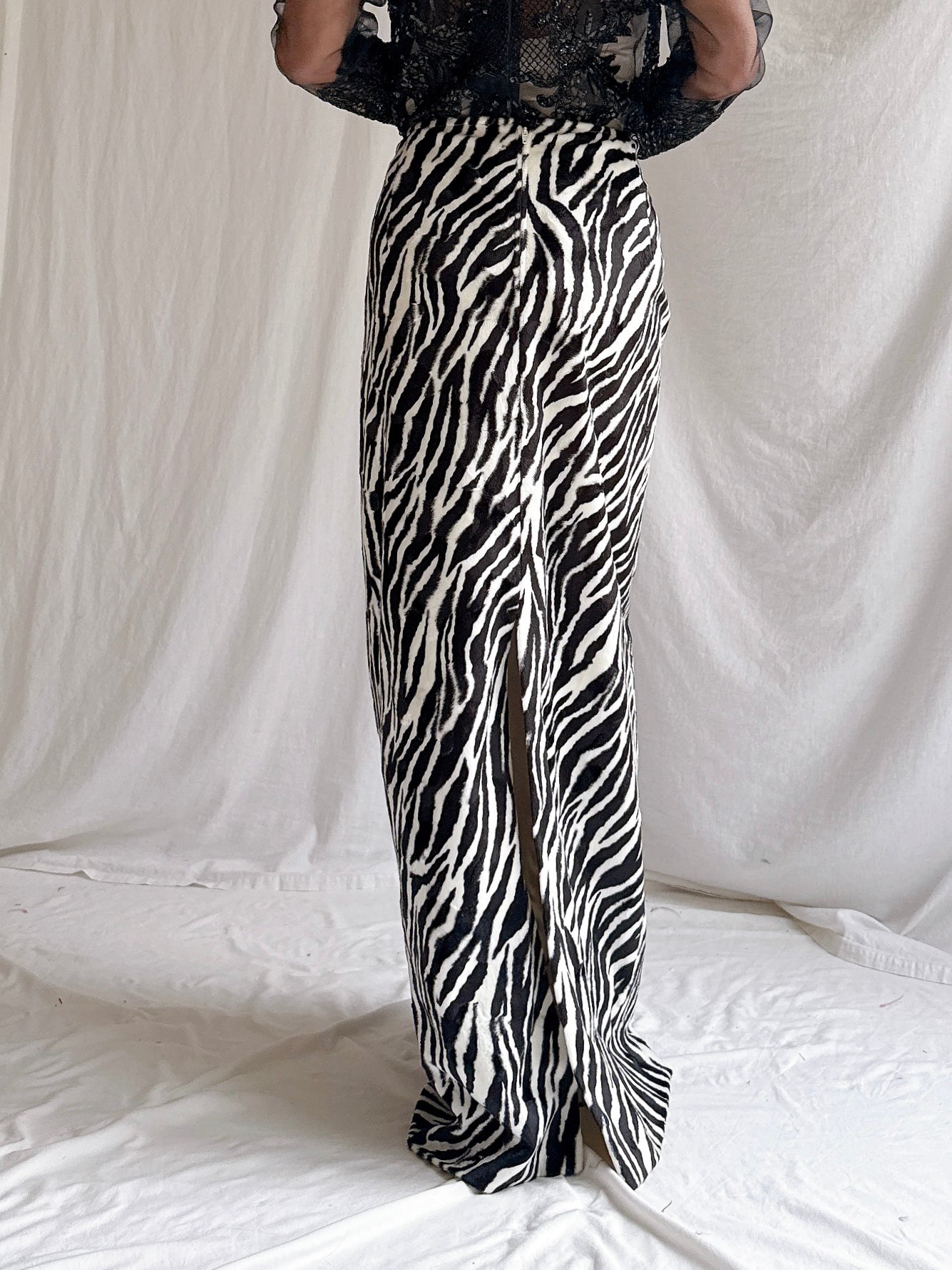 Vintage Paola Baccini Italy Zebra Velvet Skirt - L/46