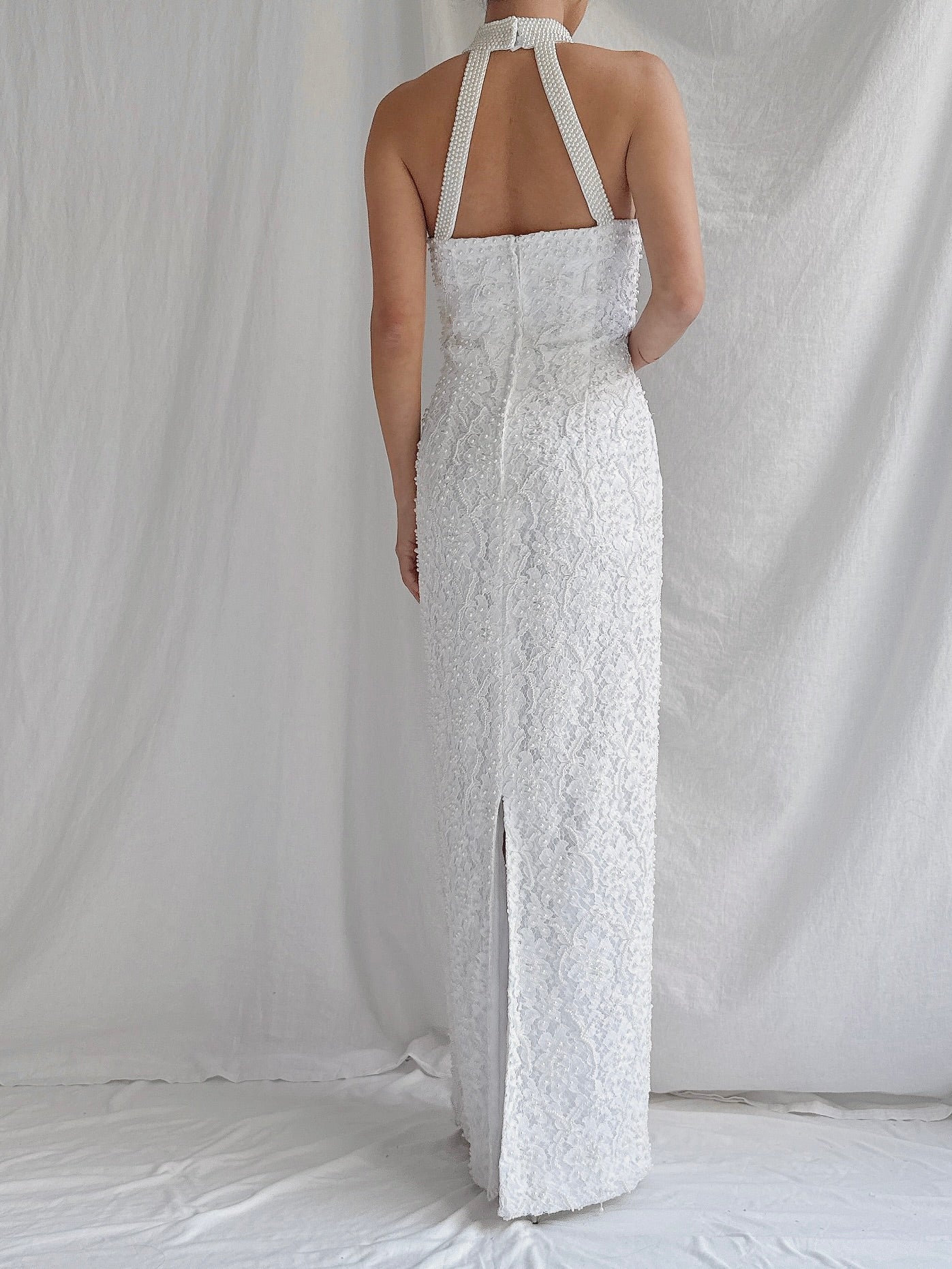 1990s Lace Beaded Gown - S/4/6