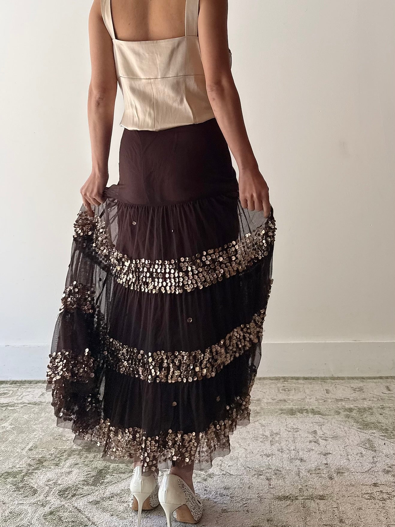 Vintage Sequin Tulle Skirt