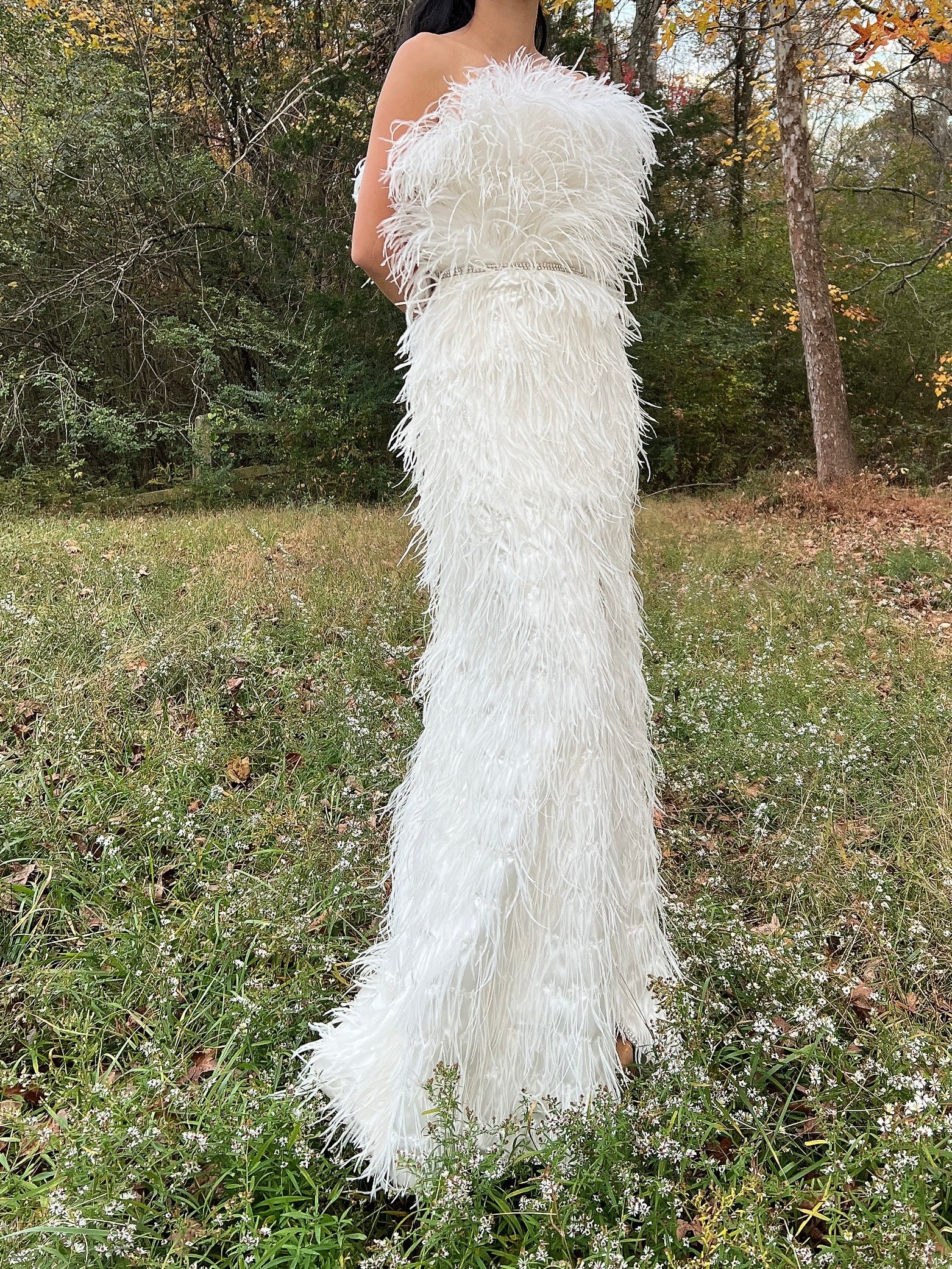 Ostrich Strapless Feather Dress - S/4/6 Ostrich Strapless Feather Dress - S/4/6