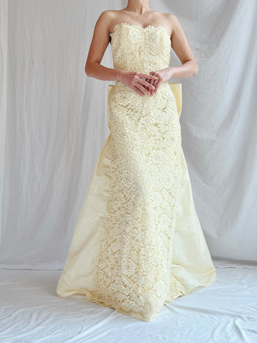 Vintage Lillie Rubin Butter Lace Gown -  XS