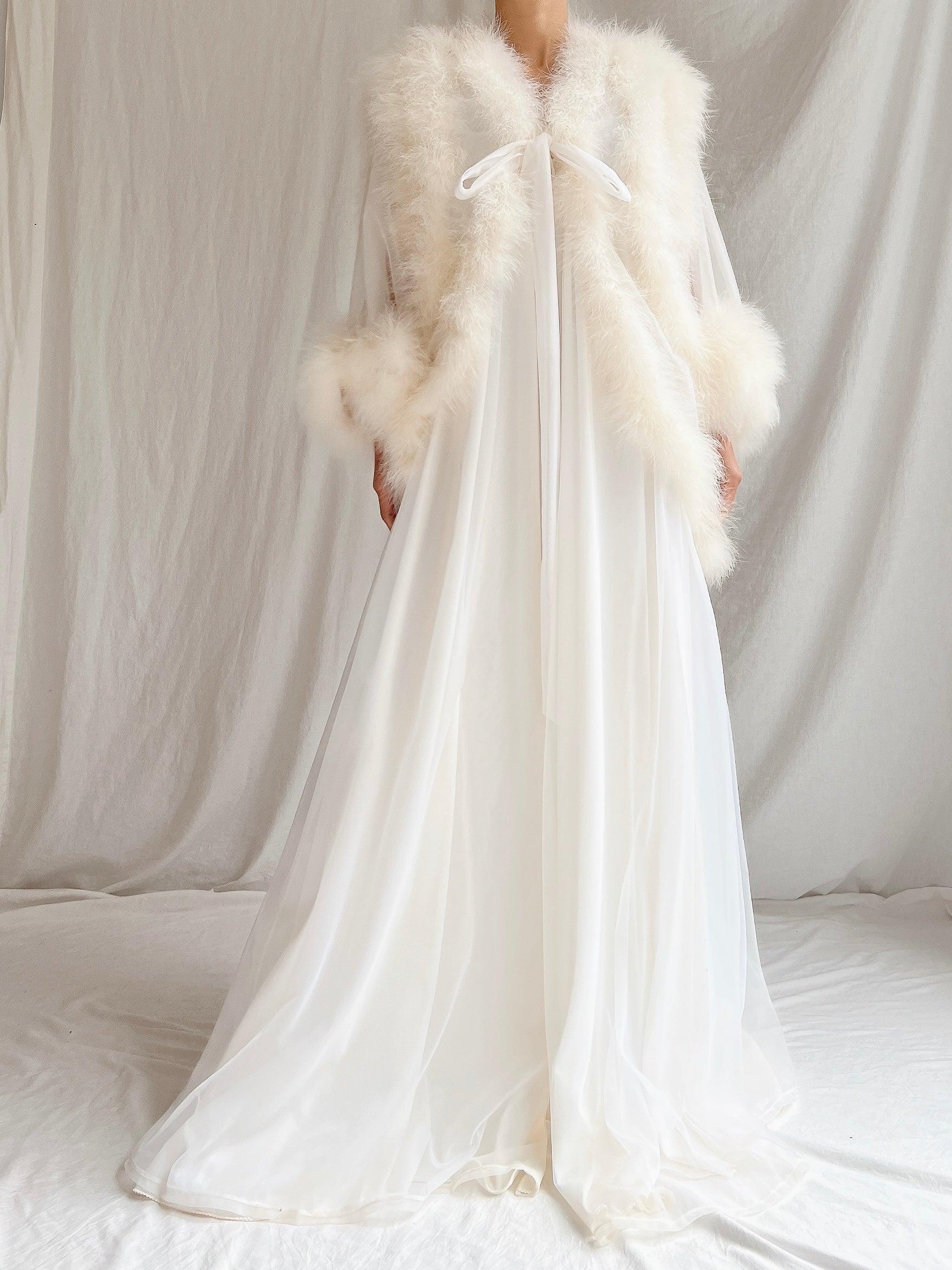 Vintage Sheer Marabou Feather Dressing Robe - OSFM