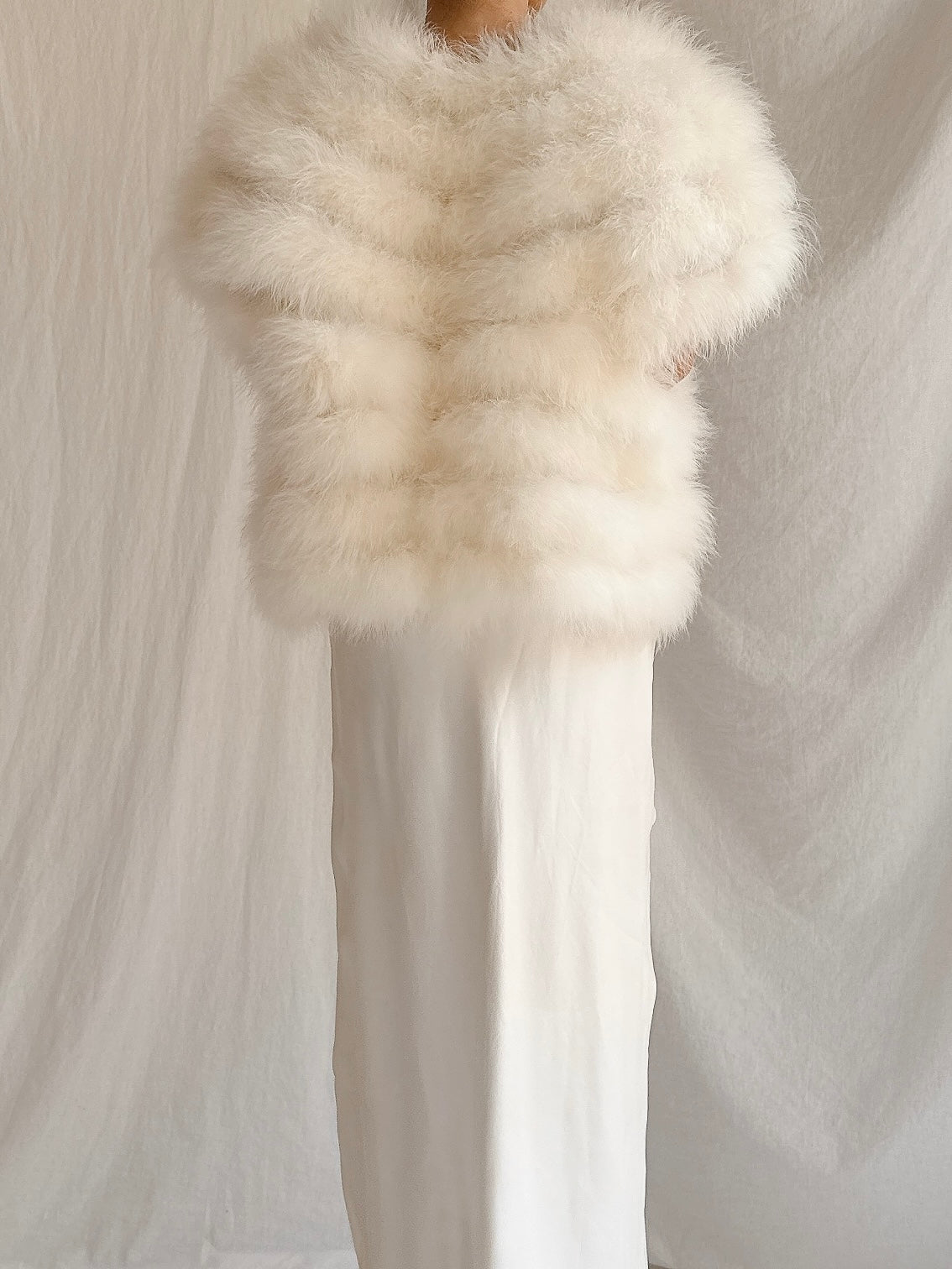 Vintage Sleeveless Feather Jacket - OSFM