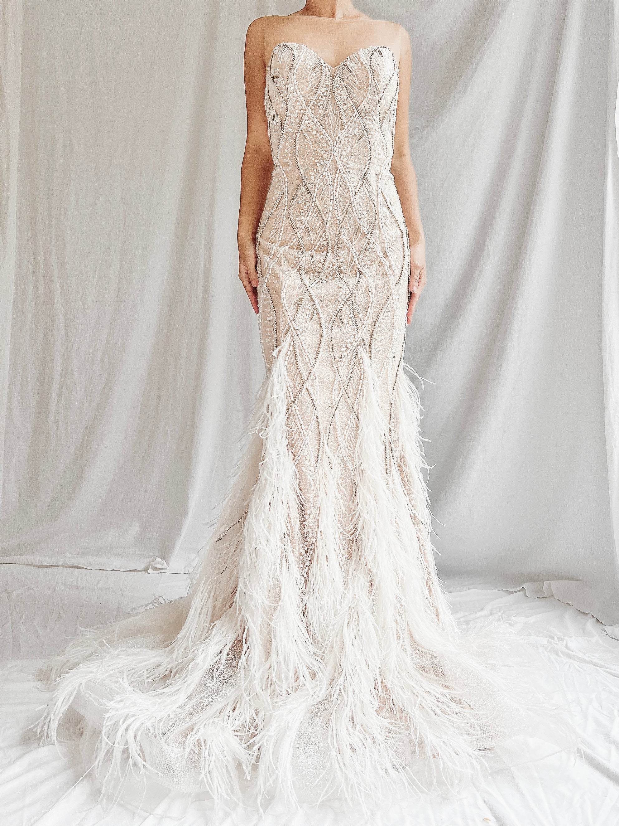 00 Beaded Feather Gown - S/6