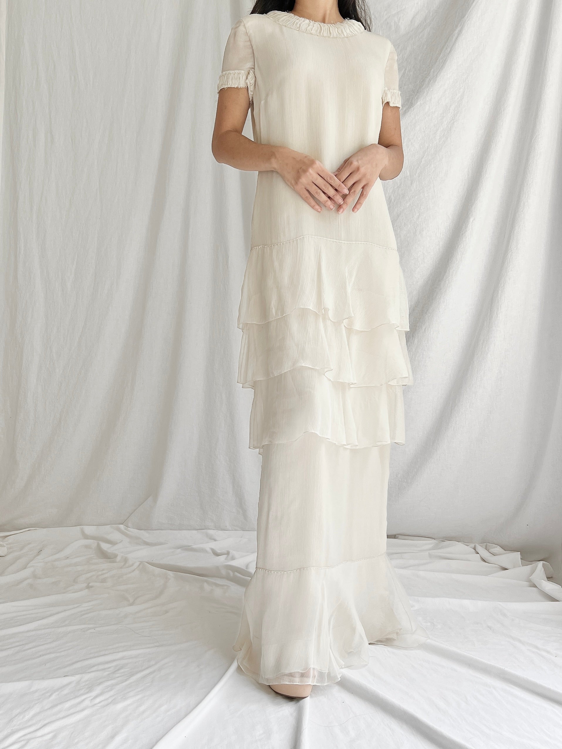 J. Mendel Oyster Silk Chiffon Gown - M