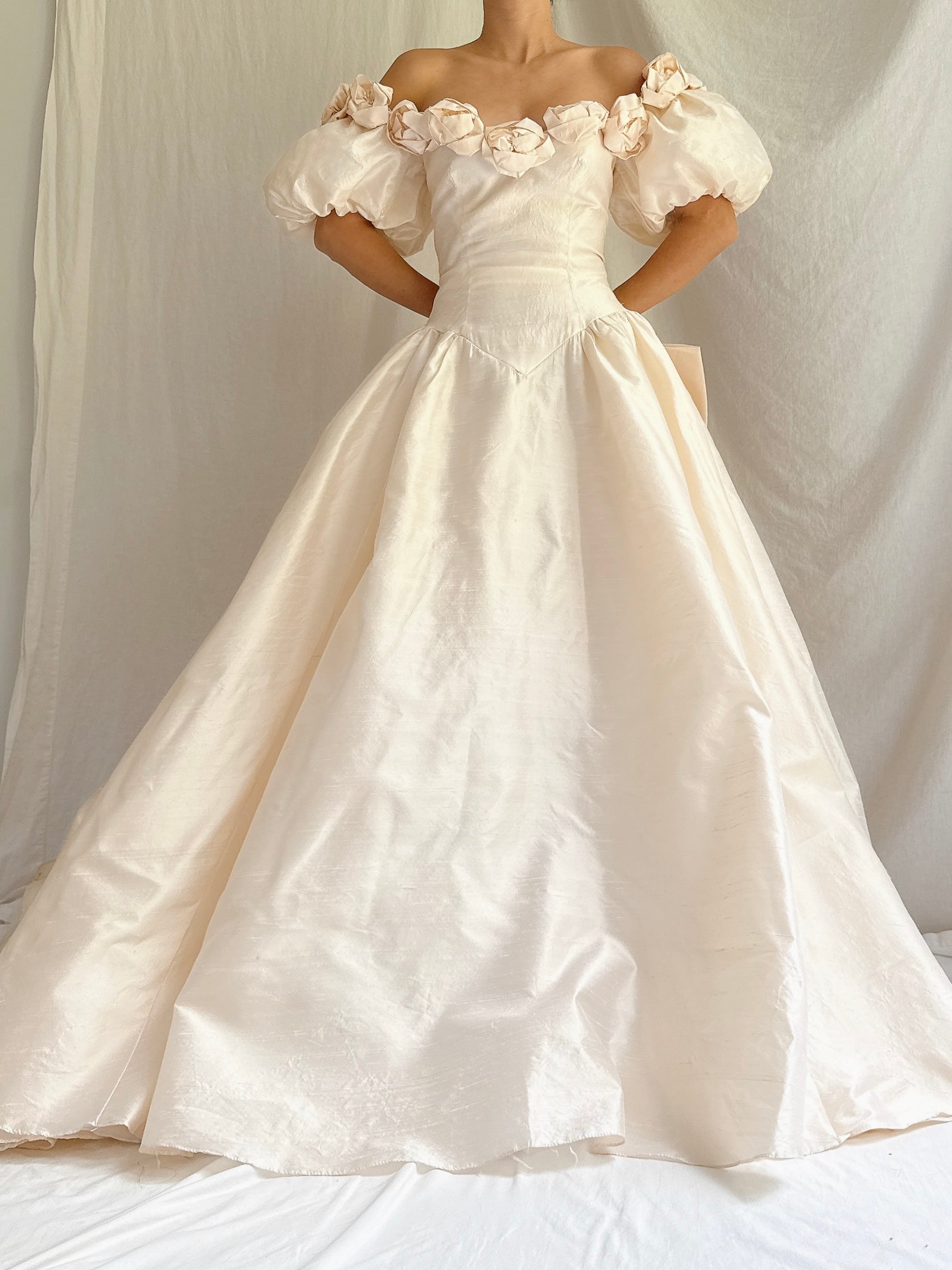 Vintage Silk Rosette Gown - XS